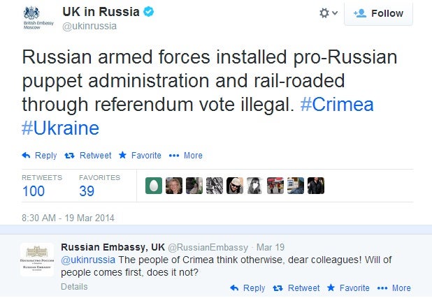 UK and Russia clash on Twitter