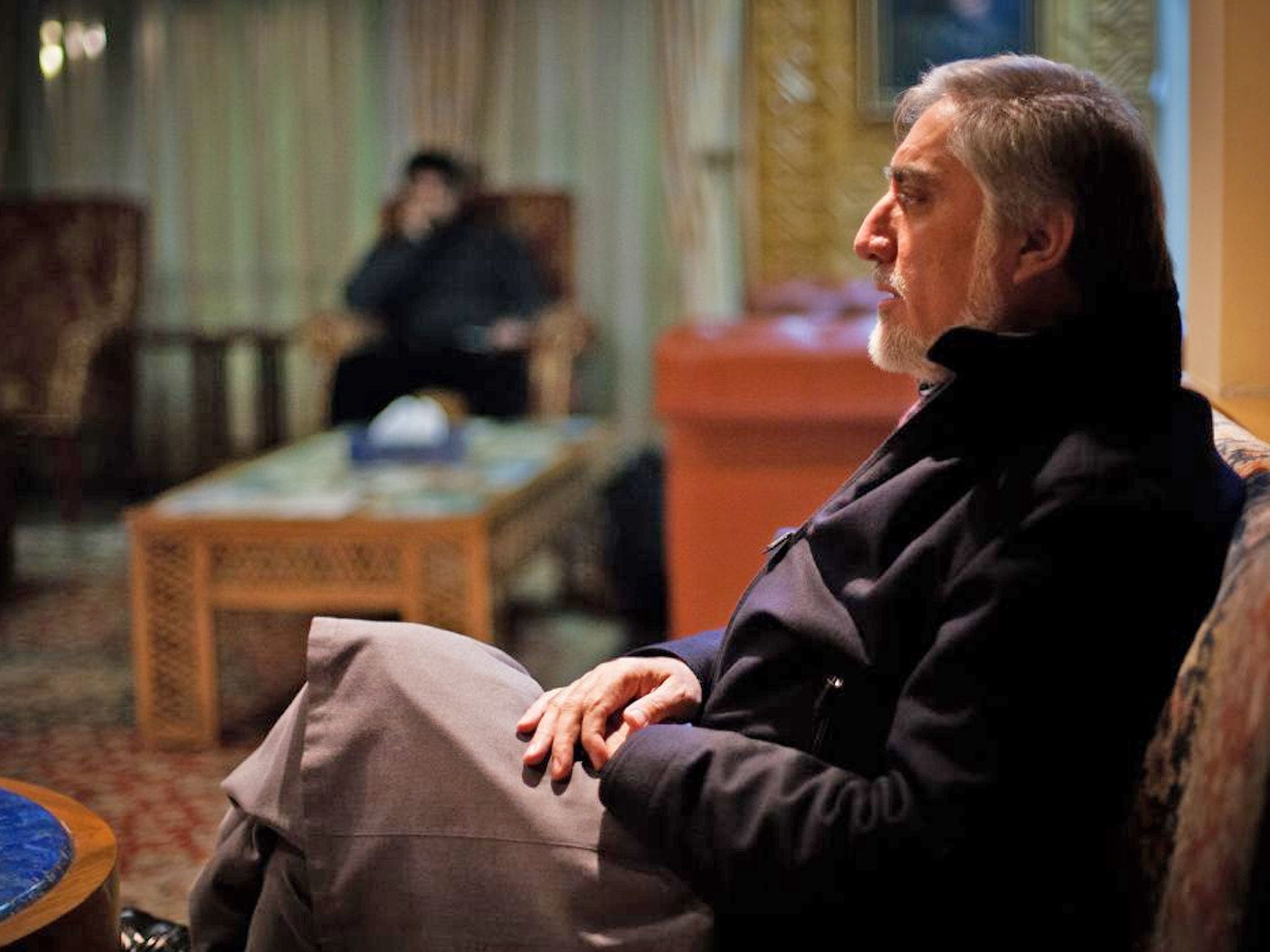 Presidential candidate Dr Abdullah Abdullah at his home in Karte Parwan, Kabul. Elections will be held on 5 April