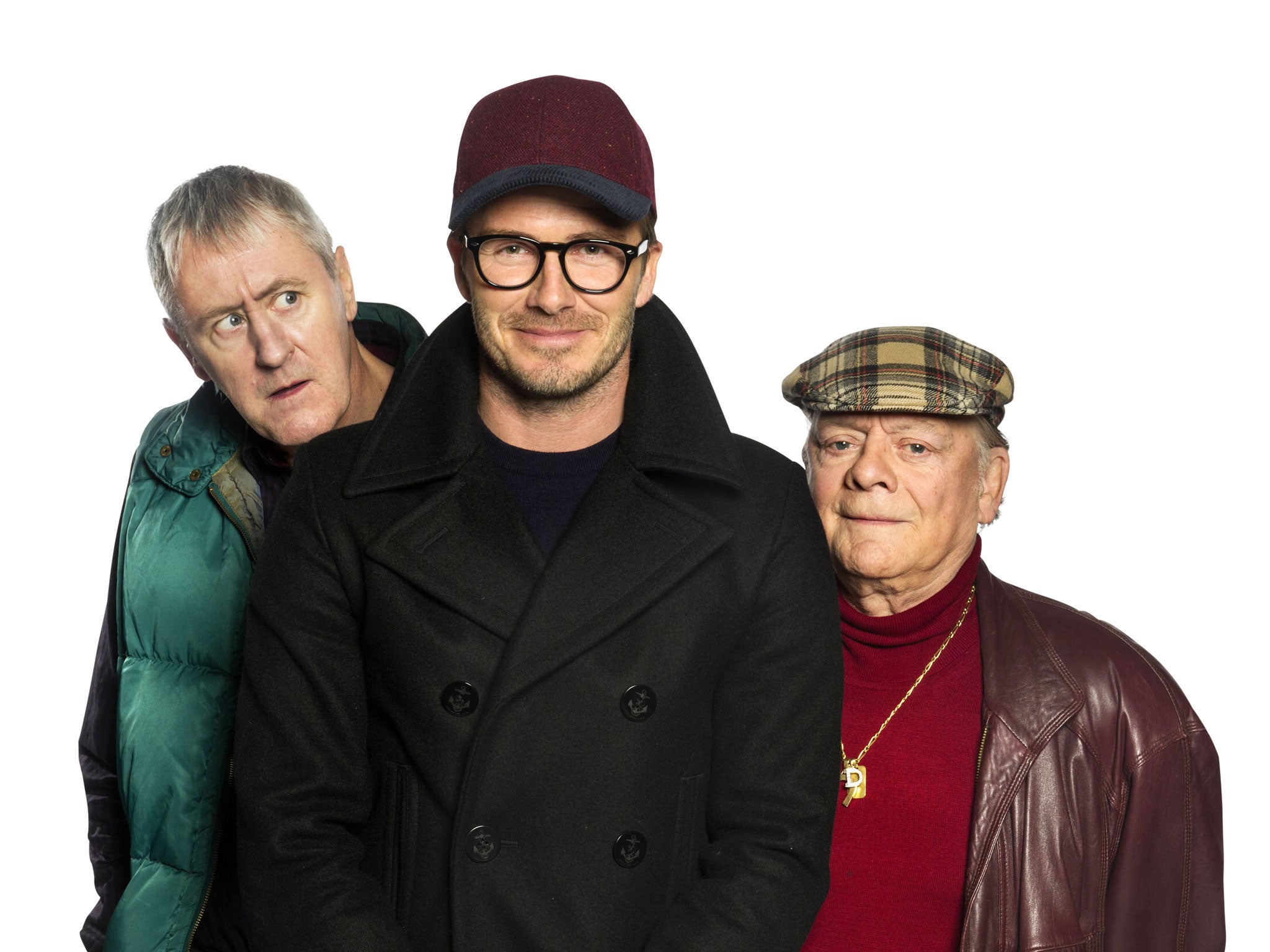 David Beckham with Nicholas Lyndhurst and David Jason from Only Fools and Horses
