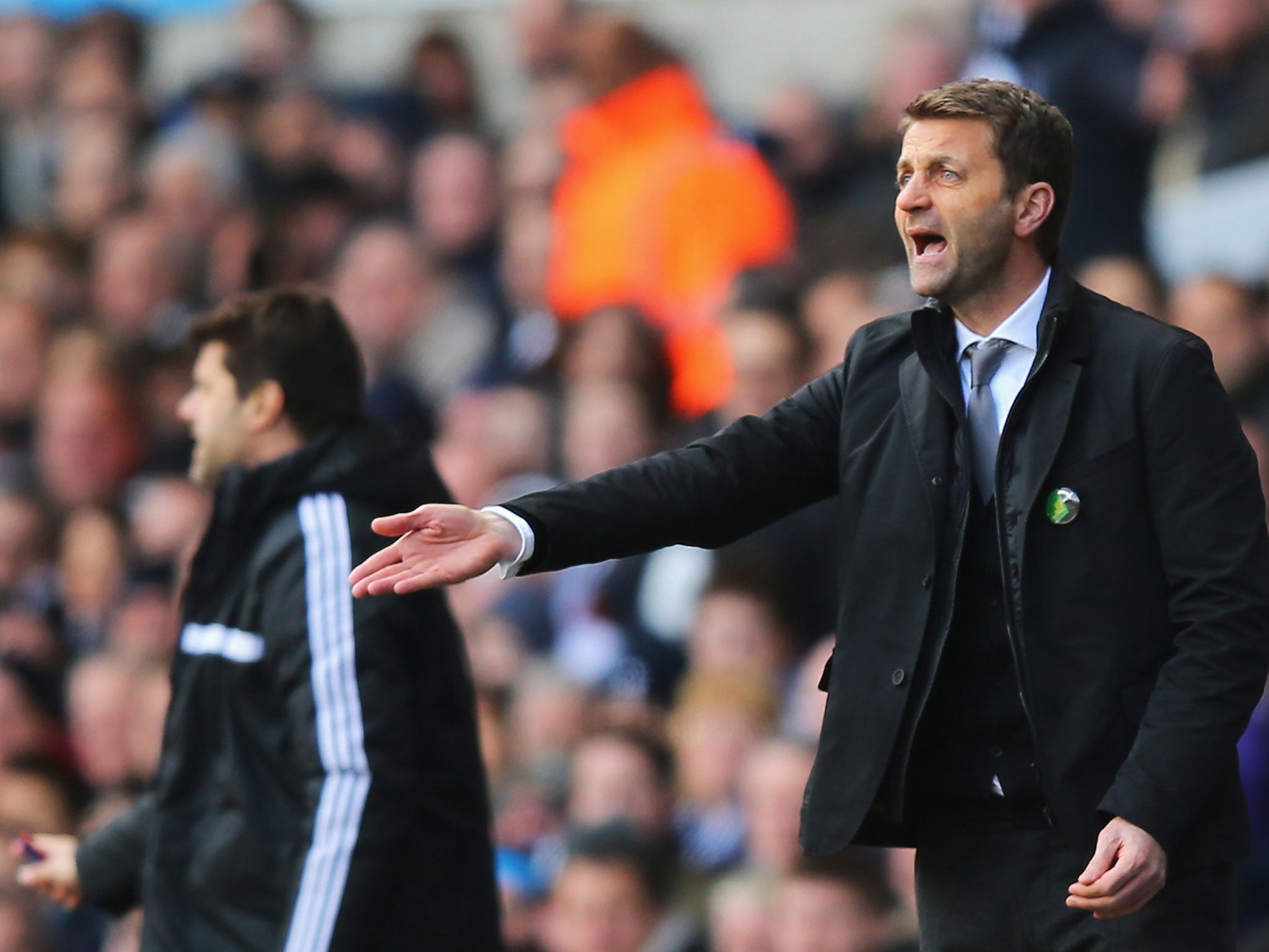 Tim Sherwood (right) shouts instructions from the touchline