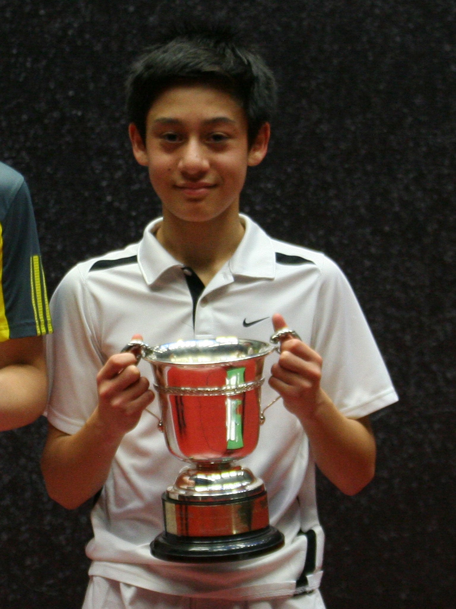 Ben Cawston, 14, holds his national Public Schools trophy