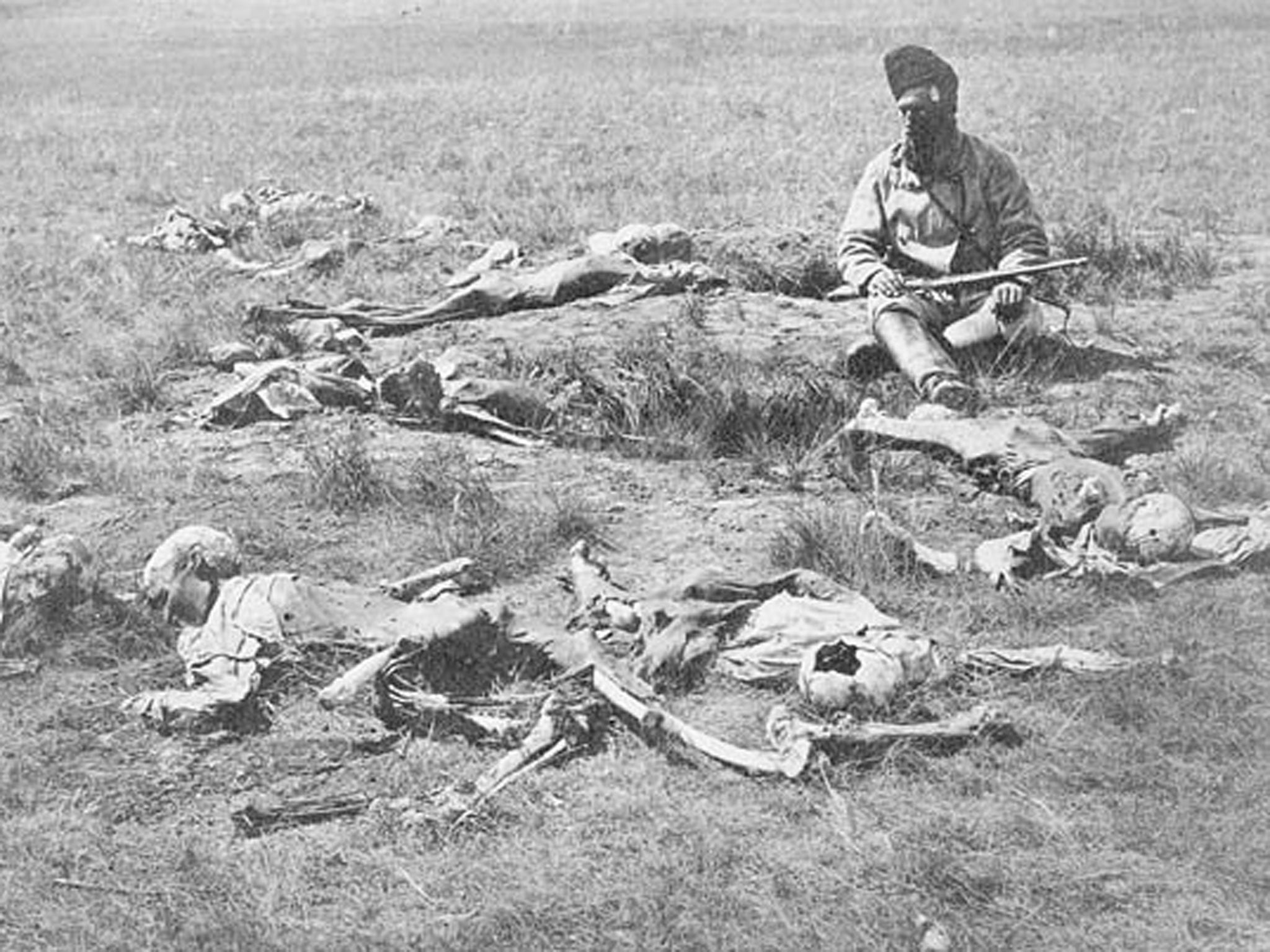 A group of Crow Indians, who were killed and scalped in 1874