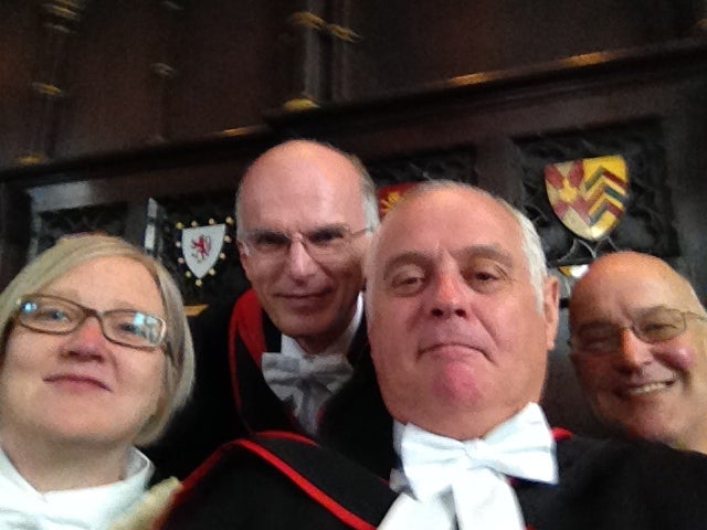 Dr Kate Blackmon, her predecessor Professor Jonathan Mallinson, Sir Martin Taylor, and vice-chancellor Professor Andrew Hamilton.