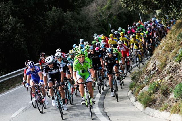 The peleton during the Stage 1 of the Volta a Catalunya