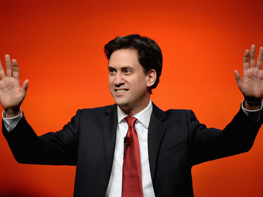 Ed Miliband, leader of the Labour Party gives his speech to the Scottish Labour conference on March 21, 2014 in Perth, Scotland.