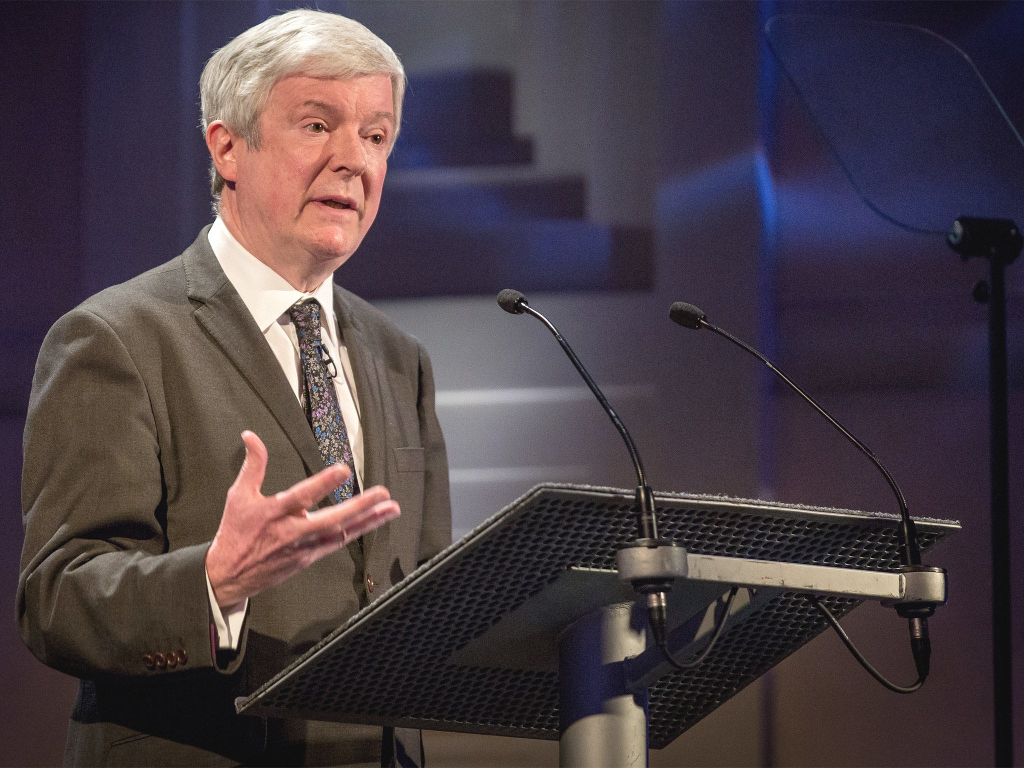 Director General Tony Hall delivers a speech at the Radio Theatre in the BBC’s New Broadcasting House headquarters