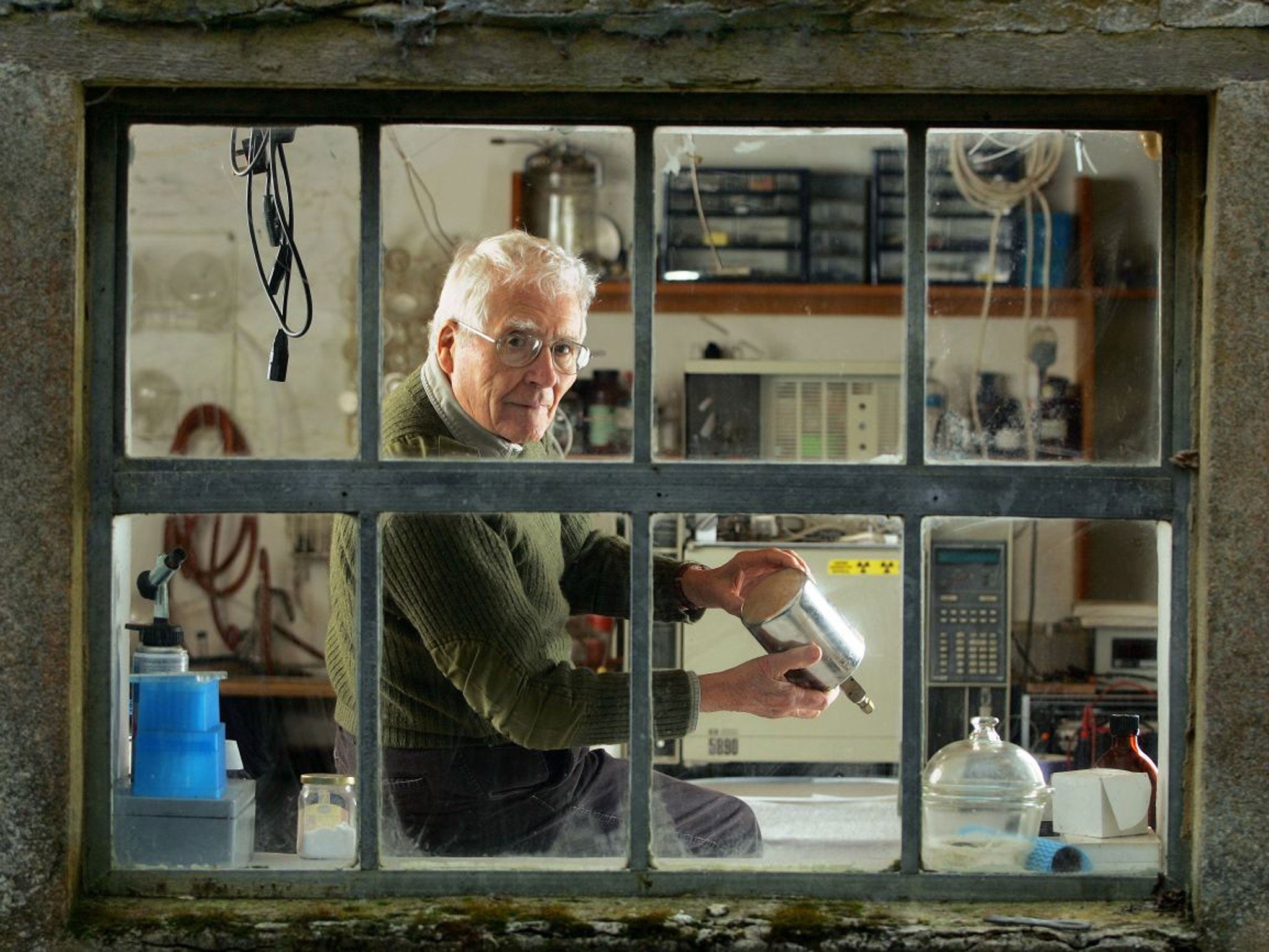The power of one: Professor James Lovelock in the lab at his home in the West Country