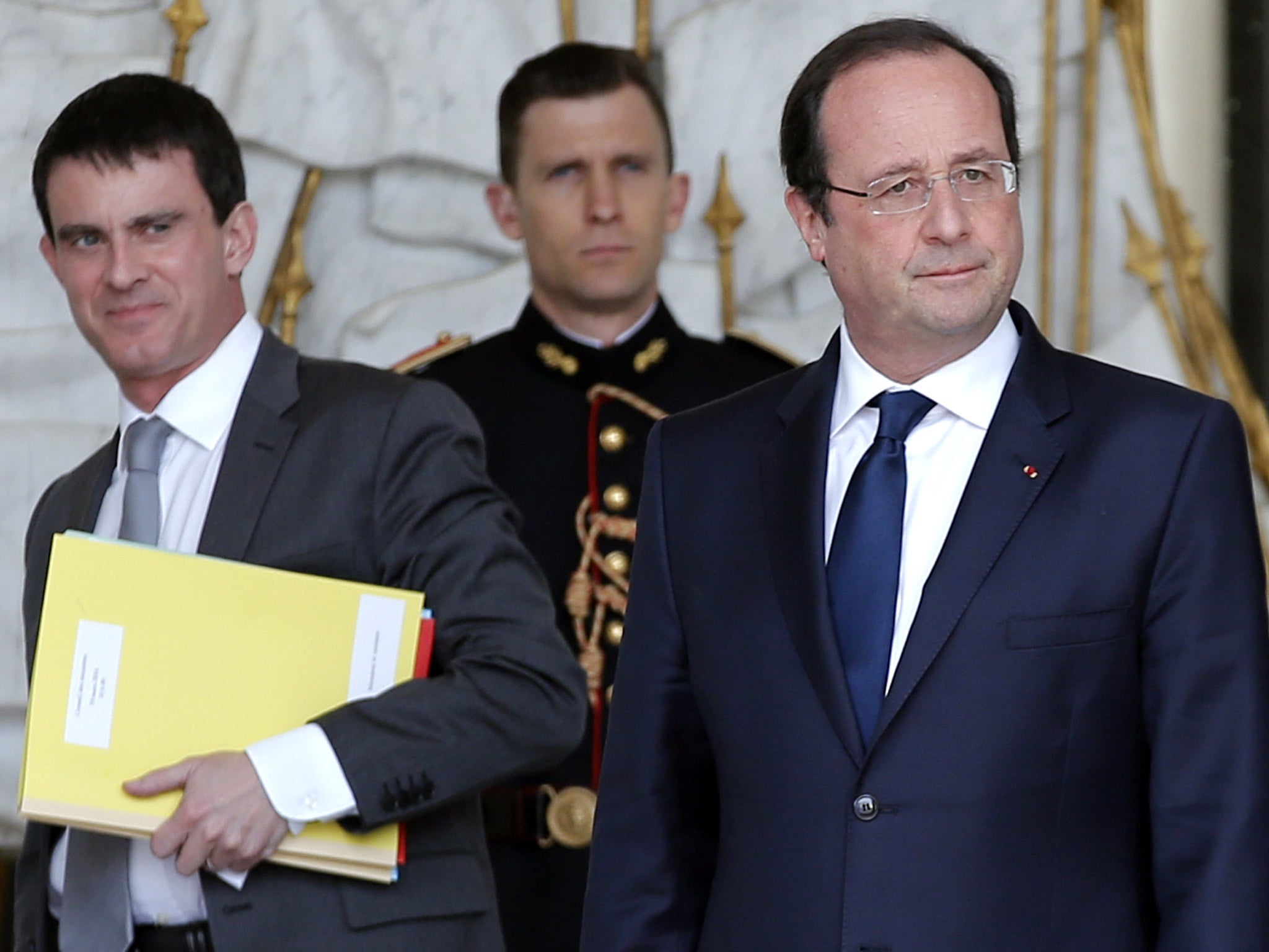 Manuel Valls, left, is believe to be Francois Hollande’s favoured choice to replace the prime minister