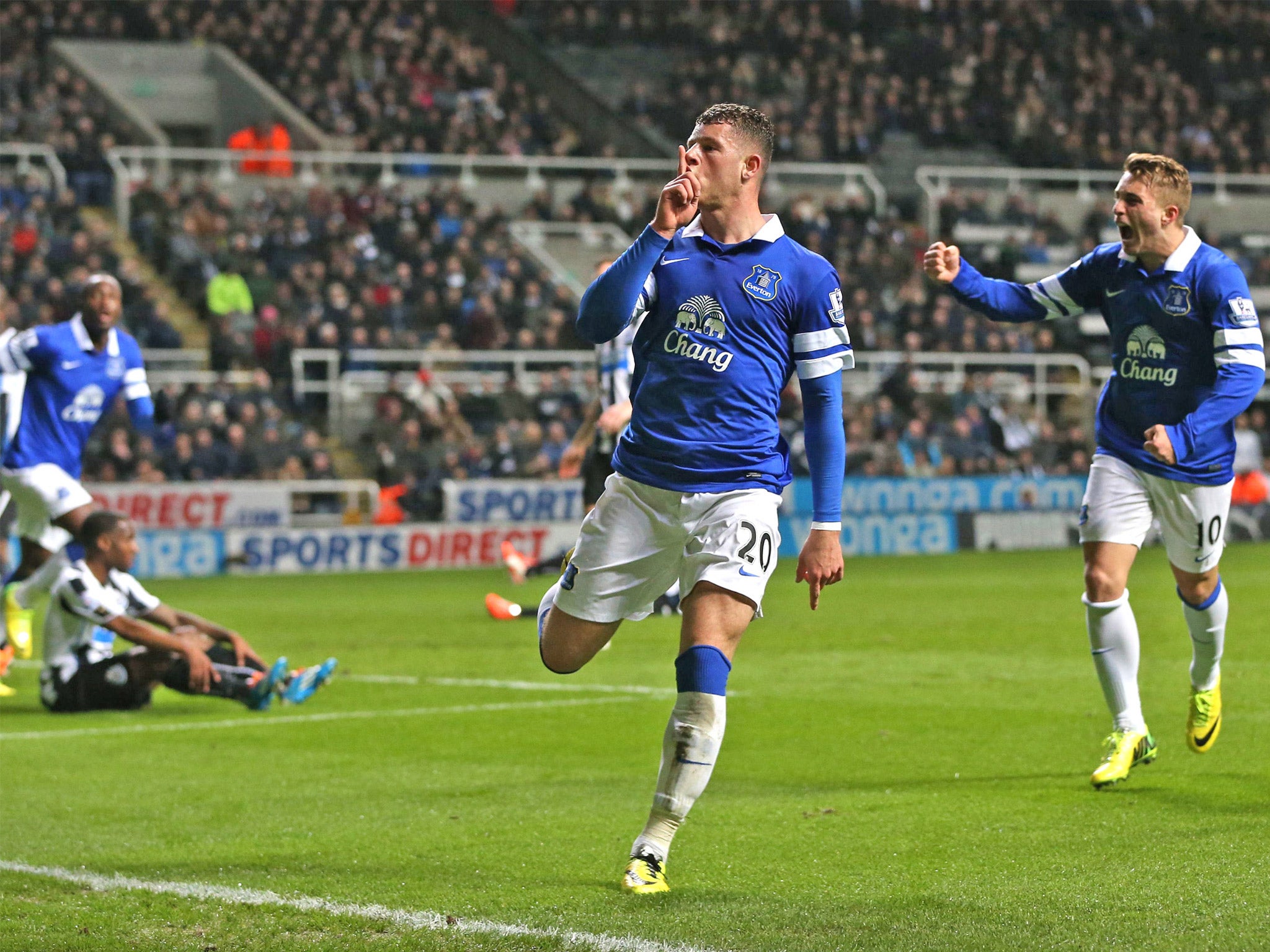 Ross Barkley celebrates during Everton's recent 3-0 win over Newcastle