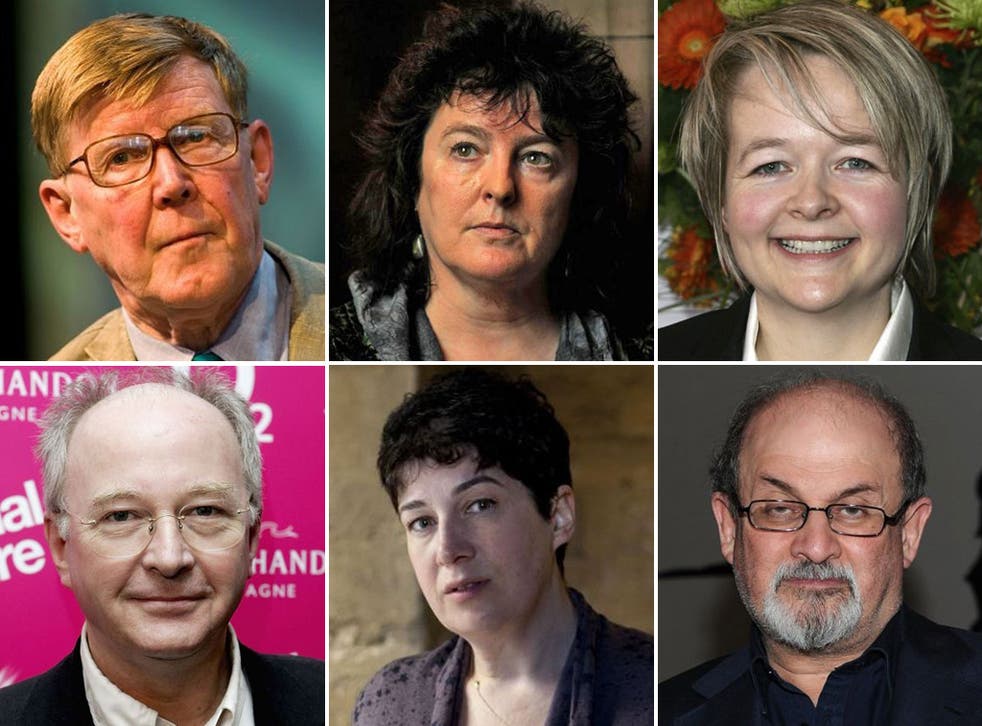 Signatories to the letter include: (top,from left to right) Alan Bennett, Carol Ann Duffy, Sarah Waters, (bottom) Philip Pullman, Joanne Harris, and Salman Rushdie