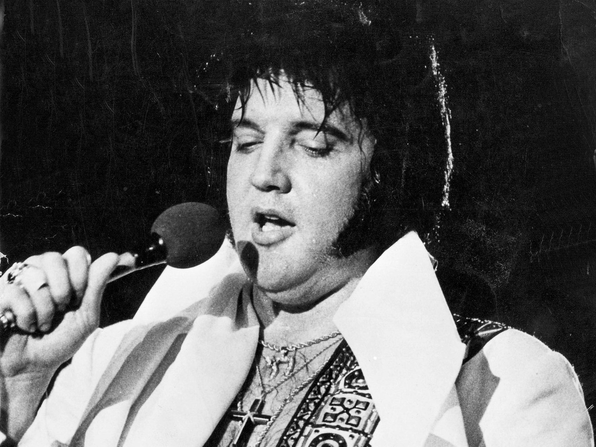 Elvis Presley at one of his final concerts in 1977