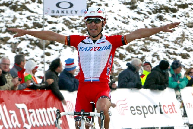 Spain’s Joaquim Rodriguez celebrates his stage win