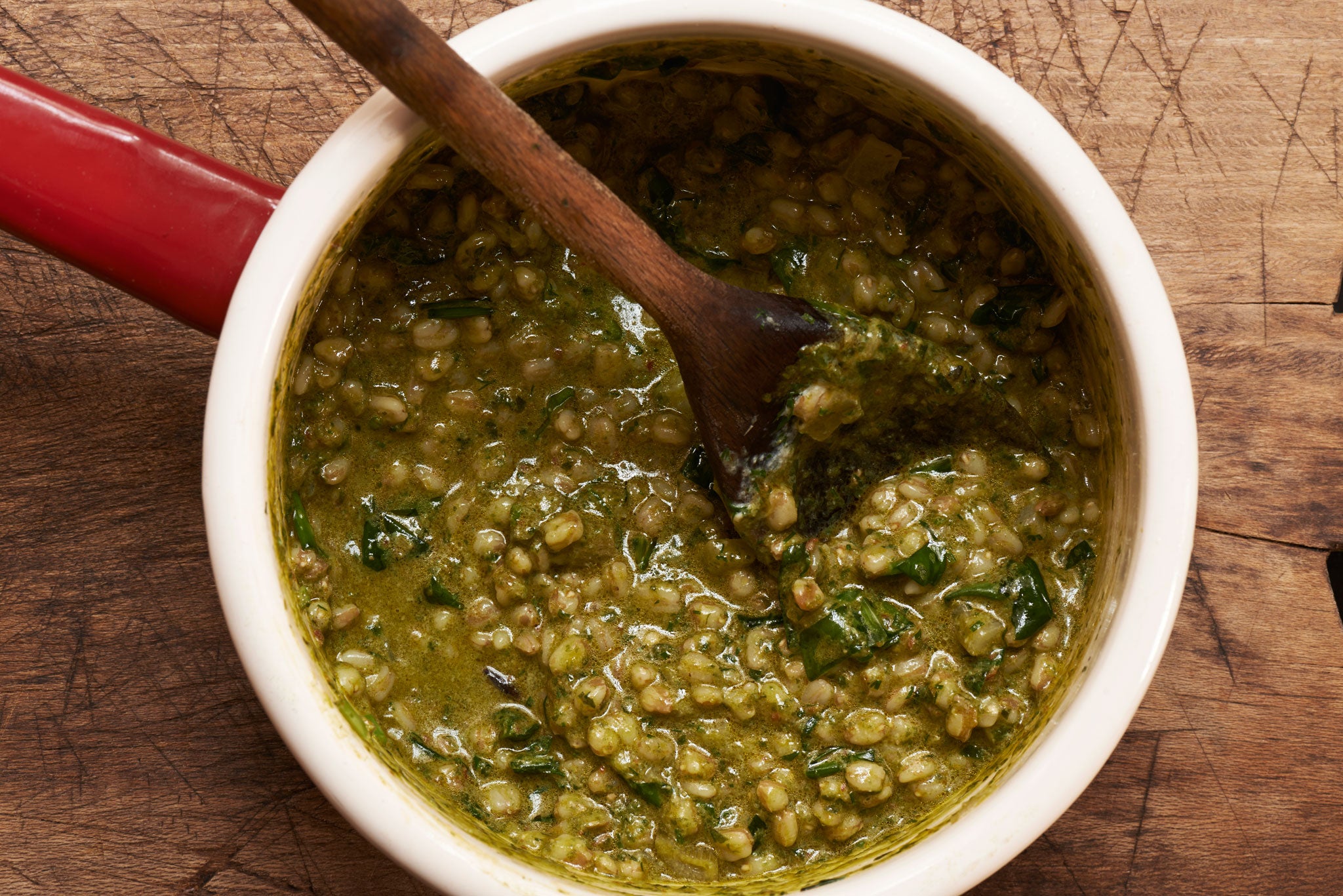 Wild garlic spelt risotto makes a great starter or vegetarian main course