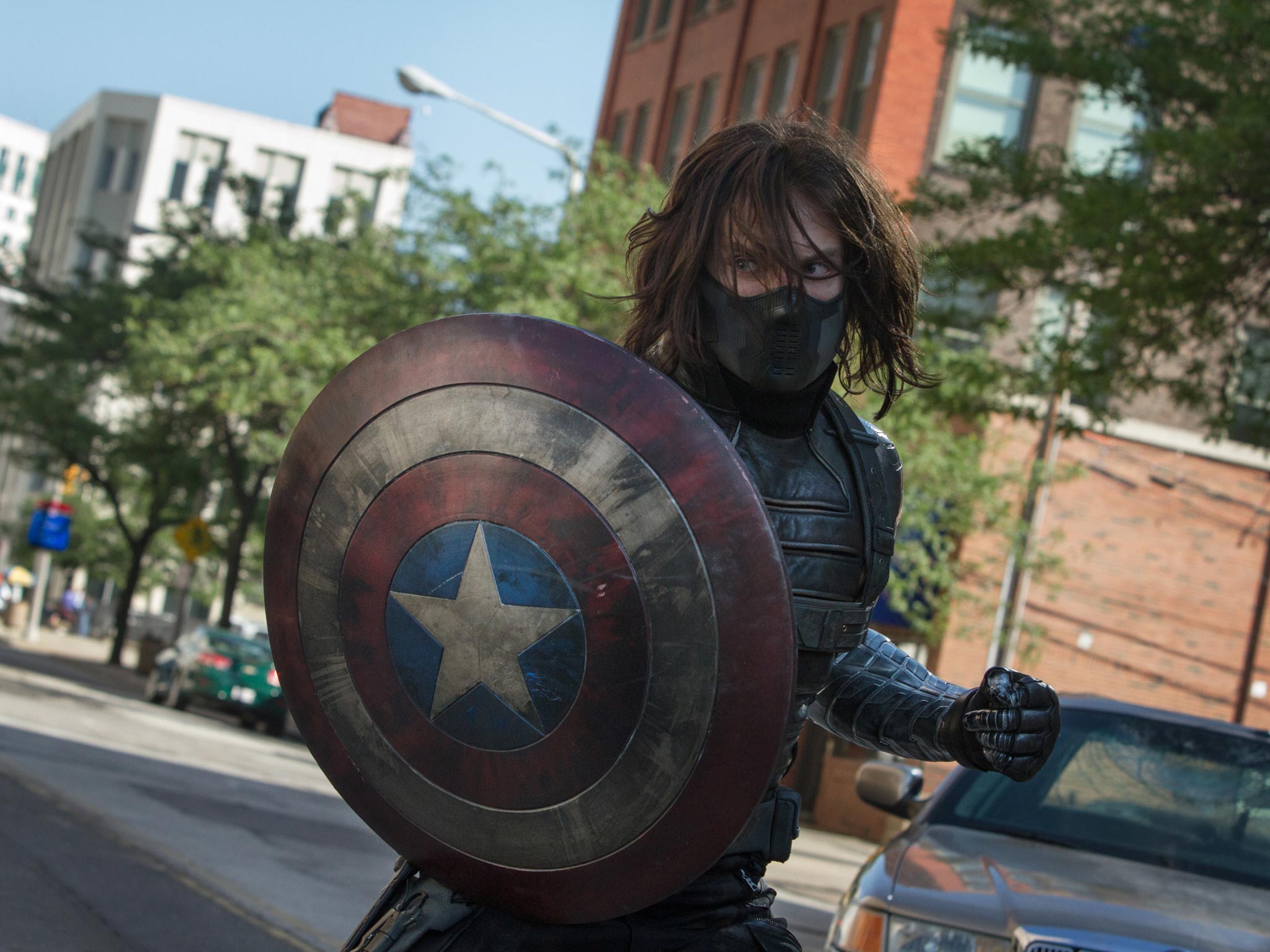 Sebastian Stan as the villainous Winter Soldier in the ‘Captain America’ sequel