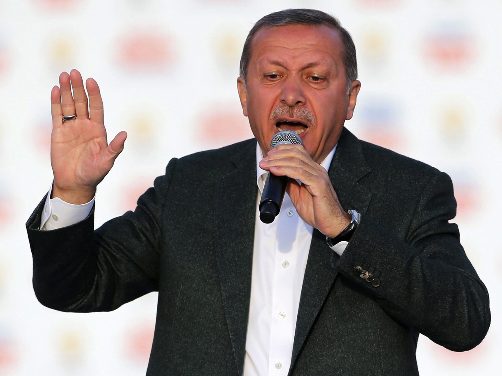 Prime Minister Erdogan dismissed accusations of intolerance during a rally on Sunday, saying: ‘I don’t care who it is. I’m not listening’
