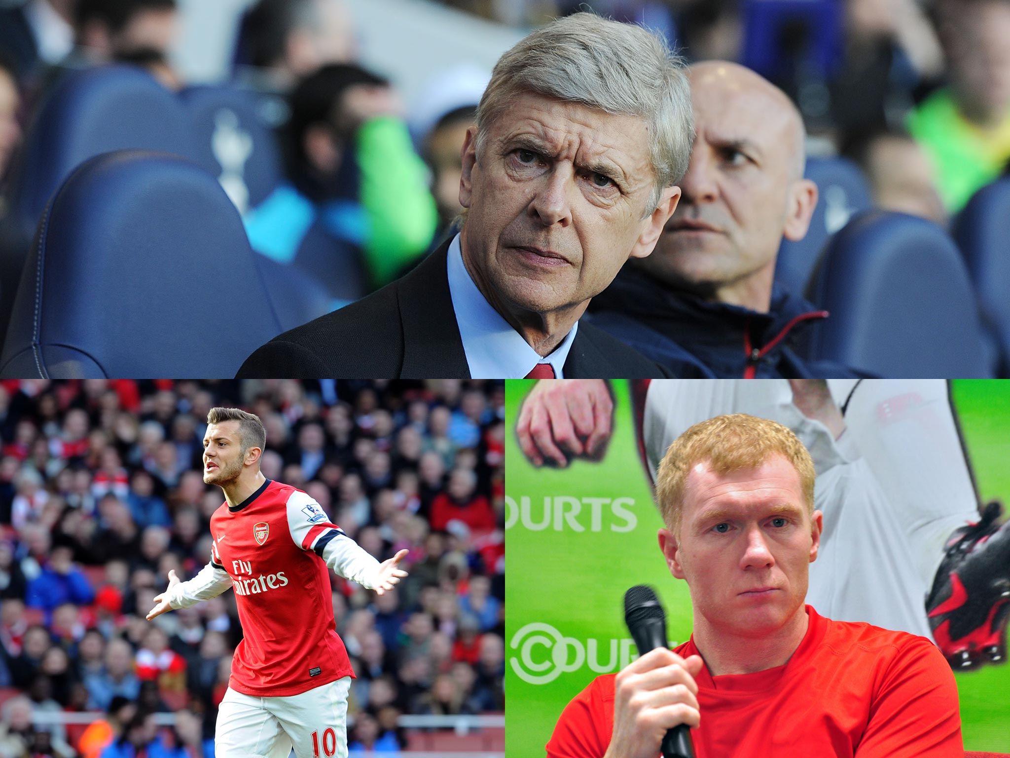 Arsene Wenger, Jack Wilshere and Paul Scholes