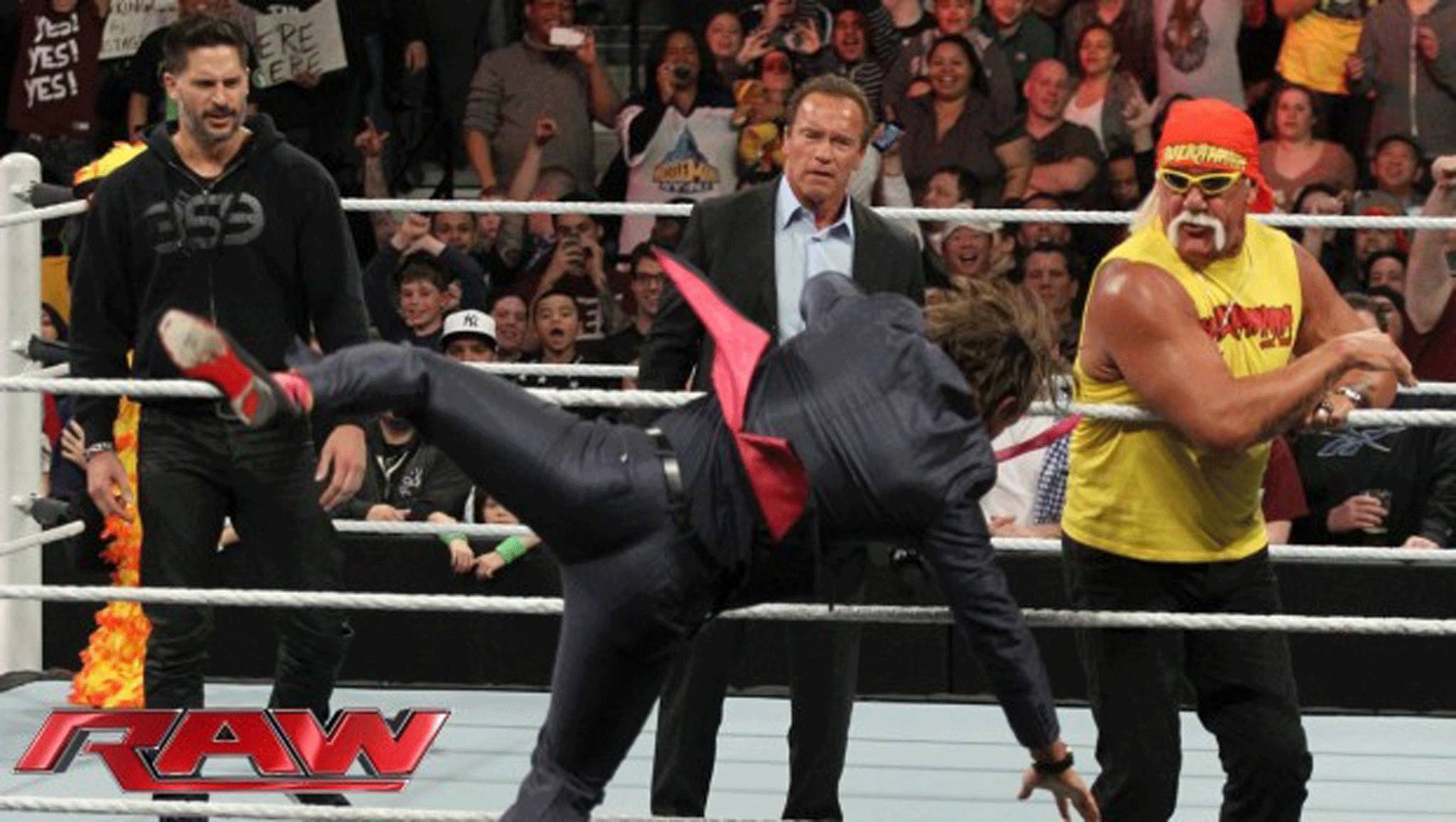 Arnold Schwarzenegger and Hulk Hogan shared a ring during RAW