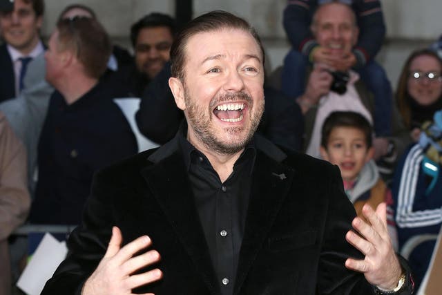 Ricky Gervais at a screening of "The Muppets Most Wanted" 