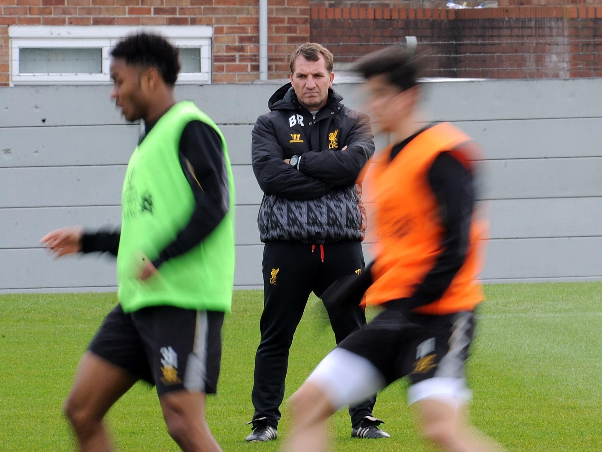 Brendan Rodgers supervises training at Melwood