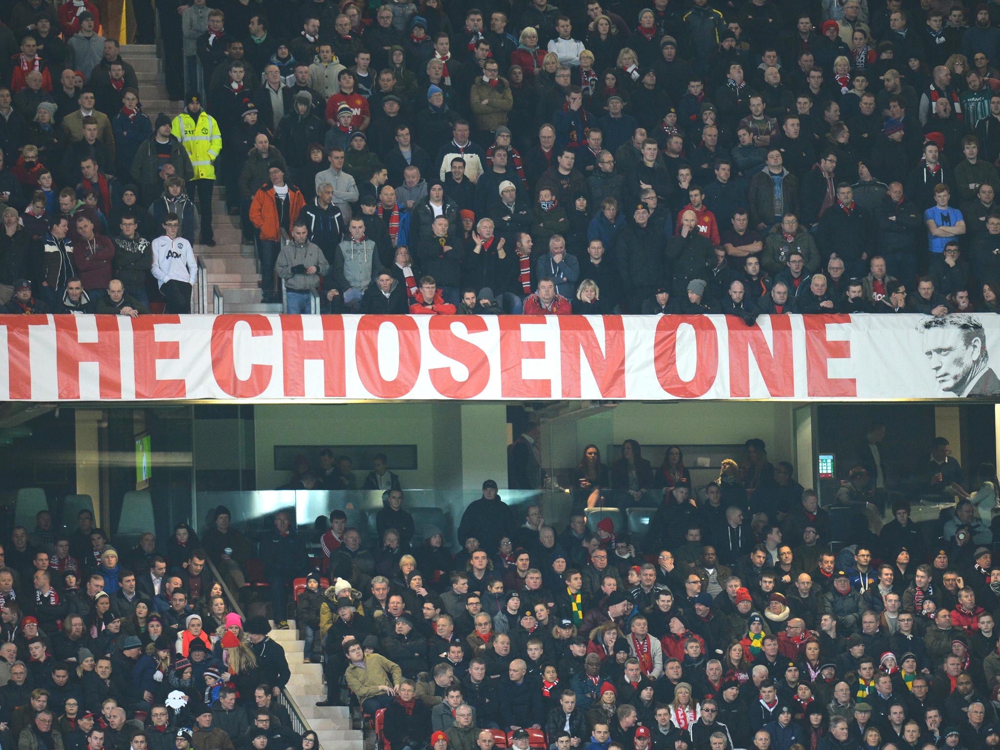 Fans have questioned whether the ‘Chosen One’ banner at Old Trafford should stay