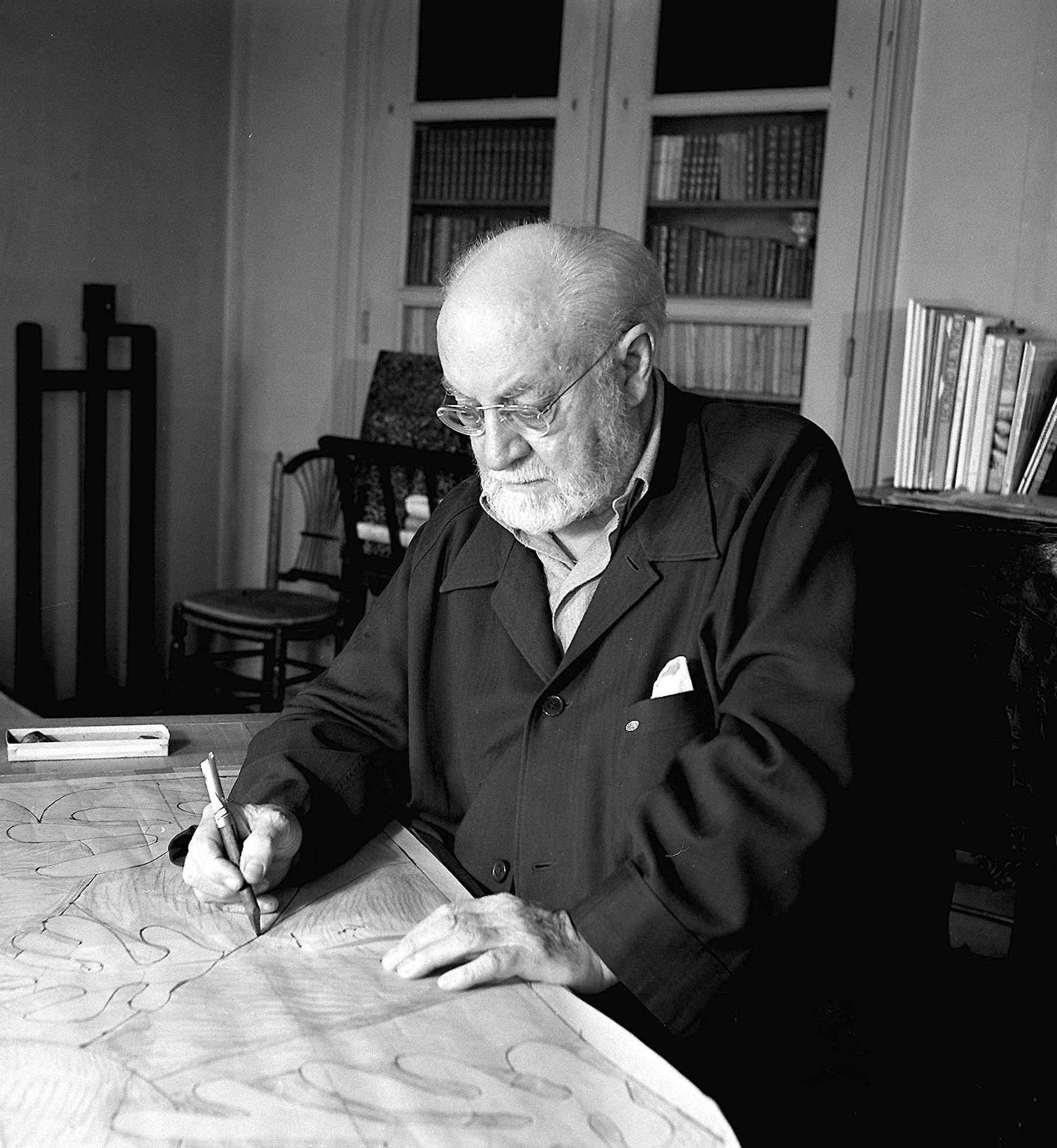 Henri Matisse at work in his studio
