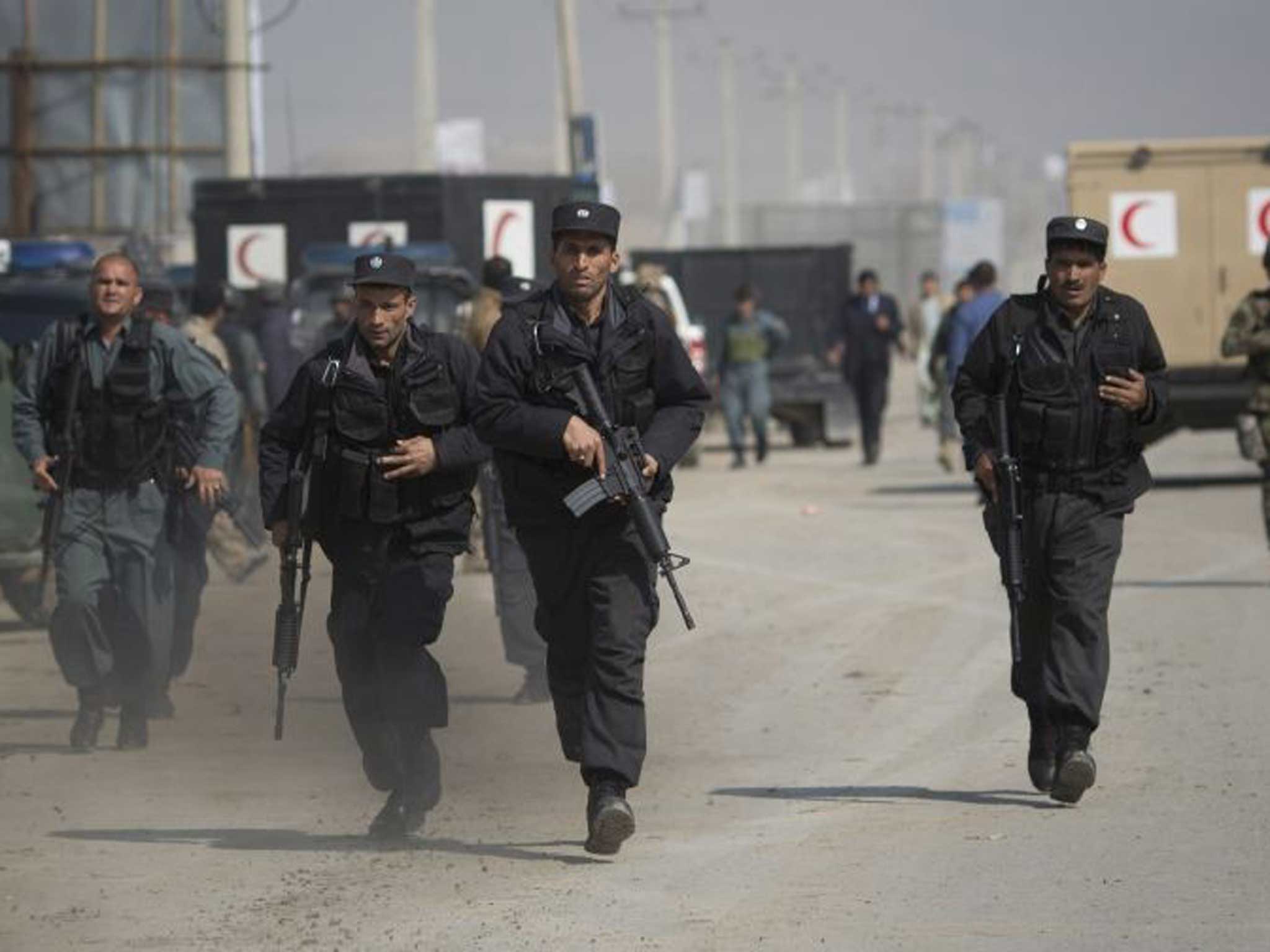 Under fire: Afghan special forces muster as Taliban militants target Kabul’s election commission HQ