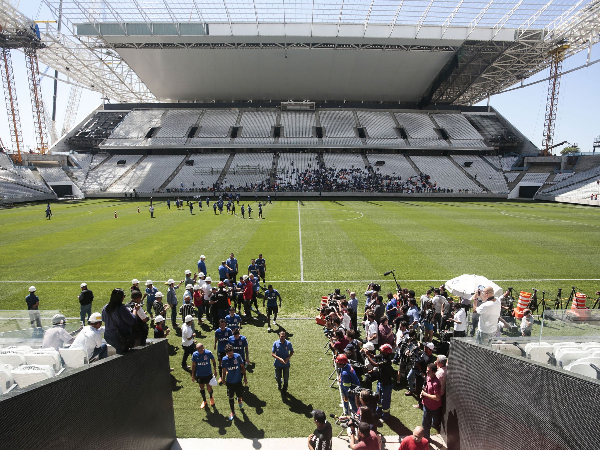 Corinthians Arena, where Brazil’s opening World Cup game will take place, is still a work in progress and three people have died since construction of the stadium began