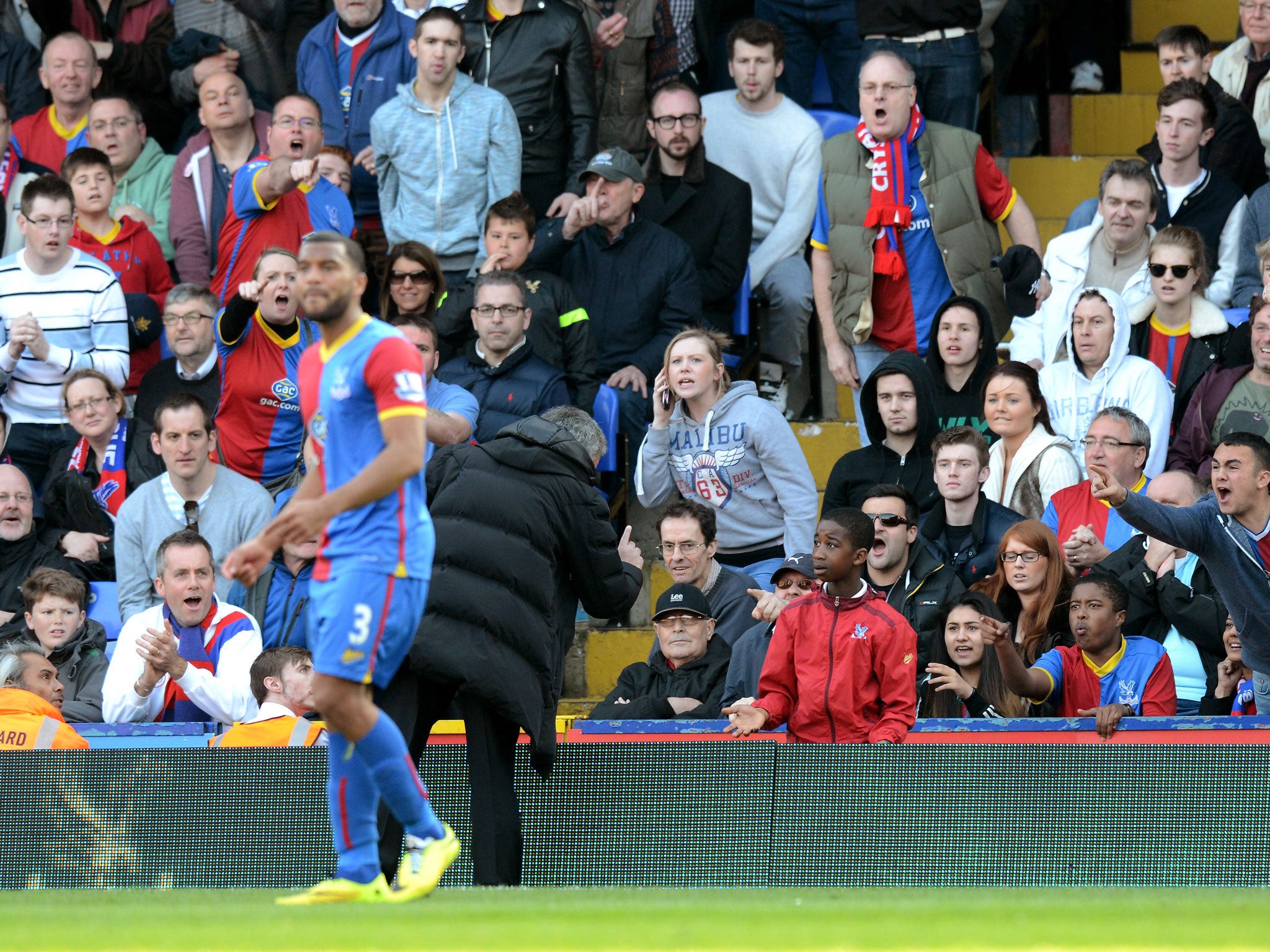 Jose Mourinho having words with a Crystal Palace ballboy, who he felt was time wasting late on during Saturday’s game