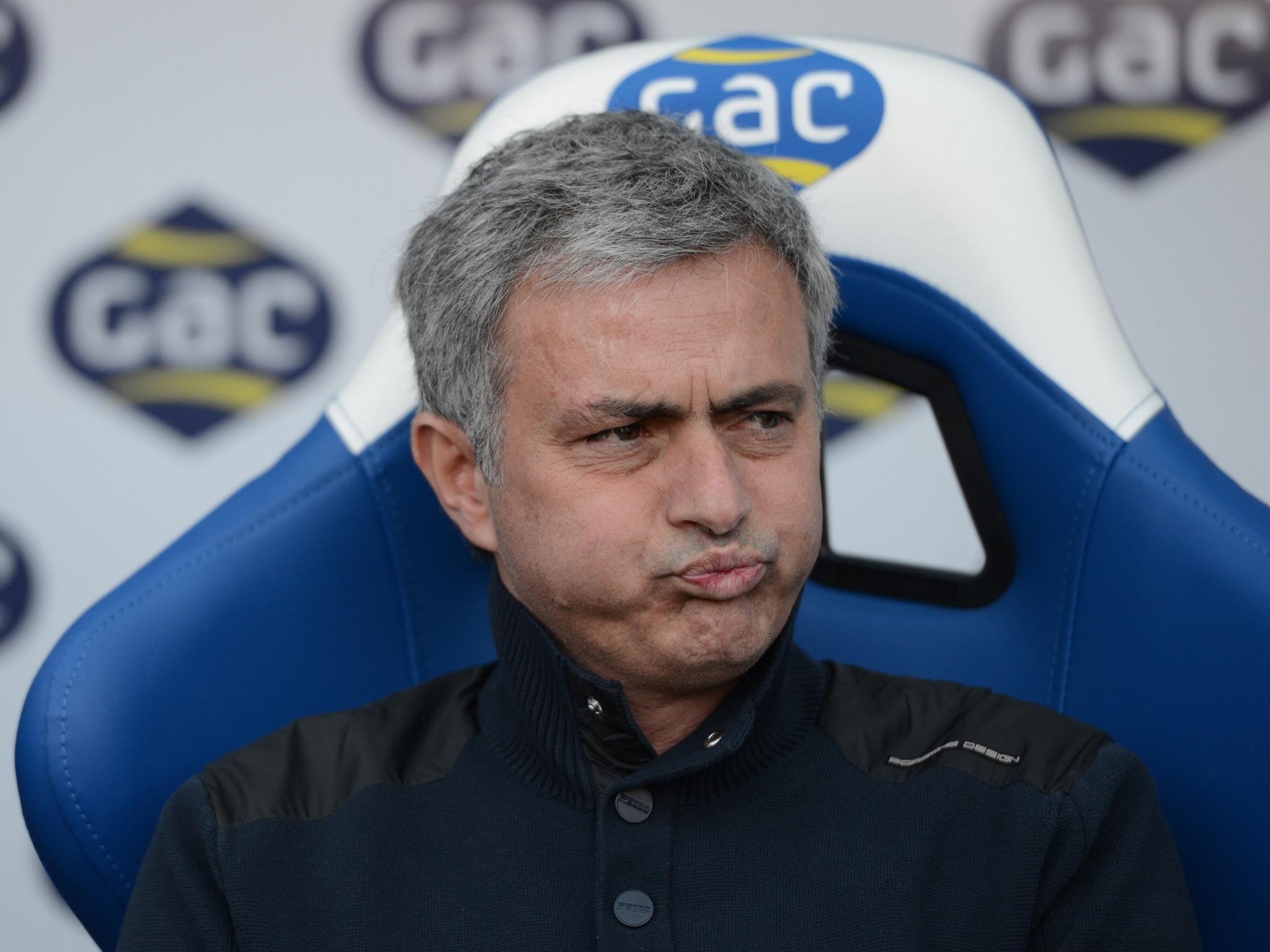 Chelsea manager Jose Mourinho looks on from the dugout