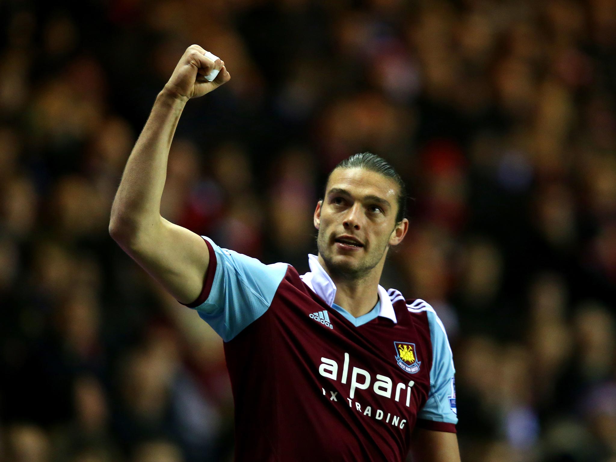Andy Carroll celebrates his goal in the 2-1 victory over Sunderland