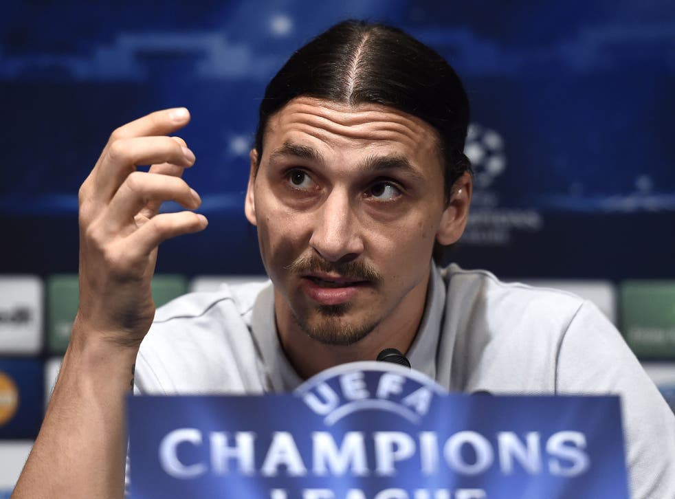 Zlatan Ibrahimovic talks to reporters today ahead of the Champions league match with Chelsea tomorrow