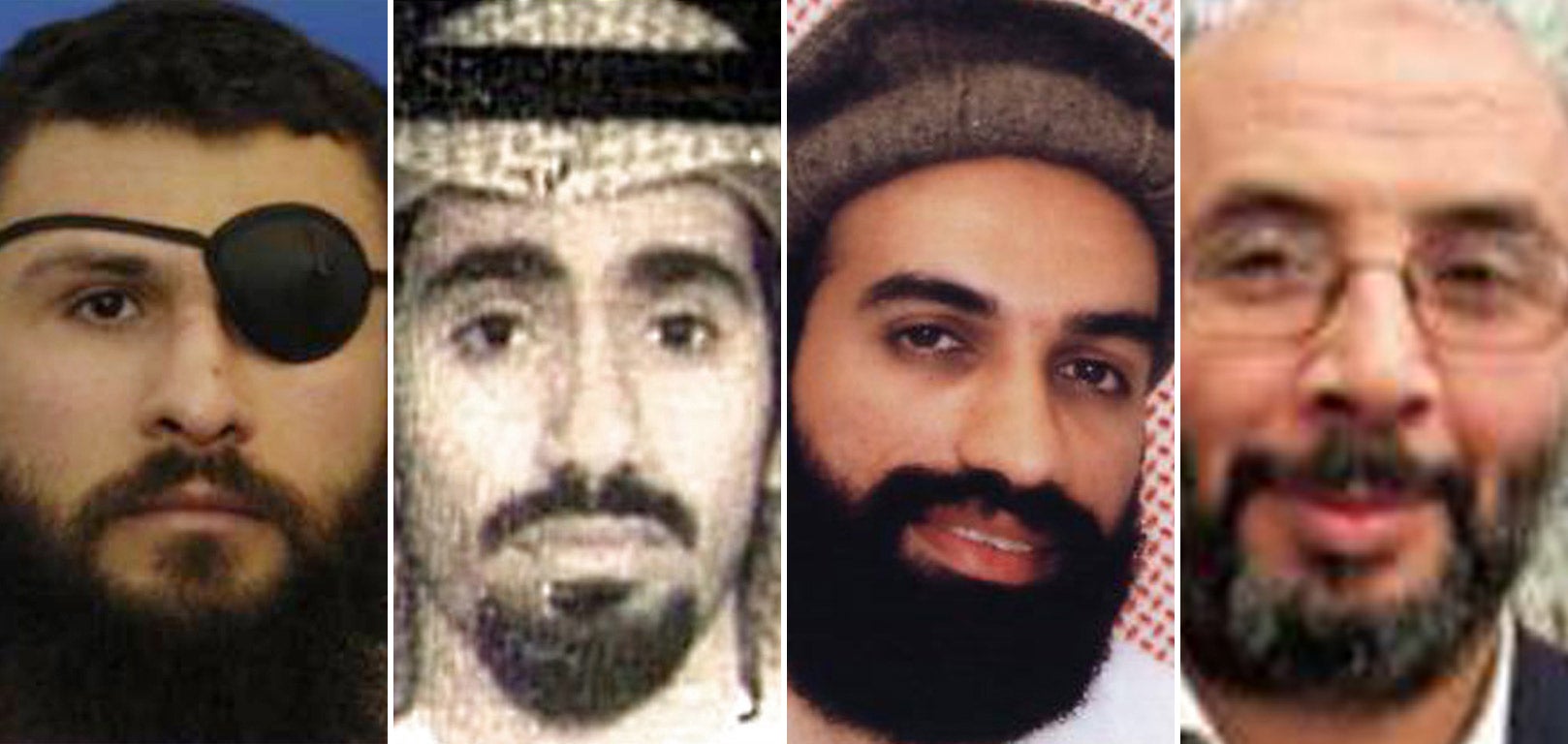 Men who have been held by the CIA (from left): Abu Zubaydah; Abd al- Rahim al-Nashiri, Ammar al-Baluchi and Khalid al-Sharif