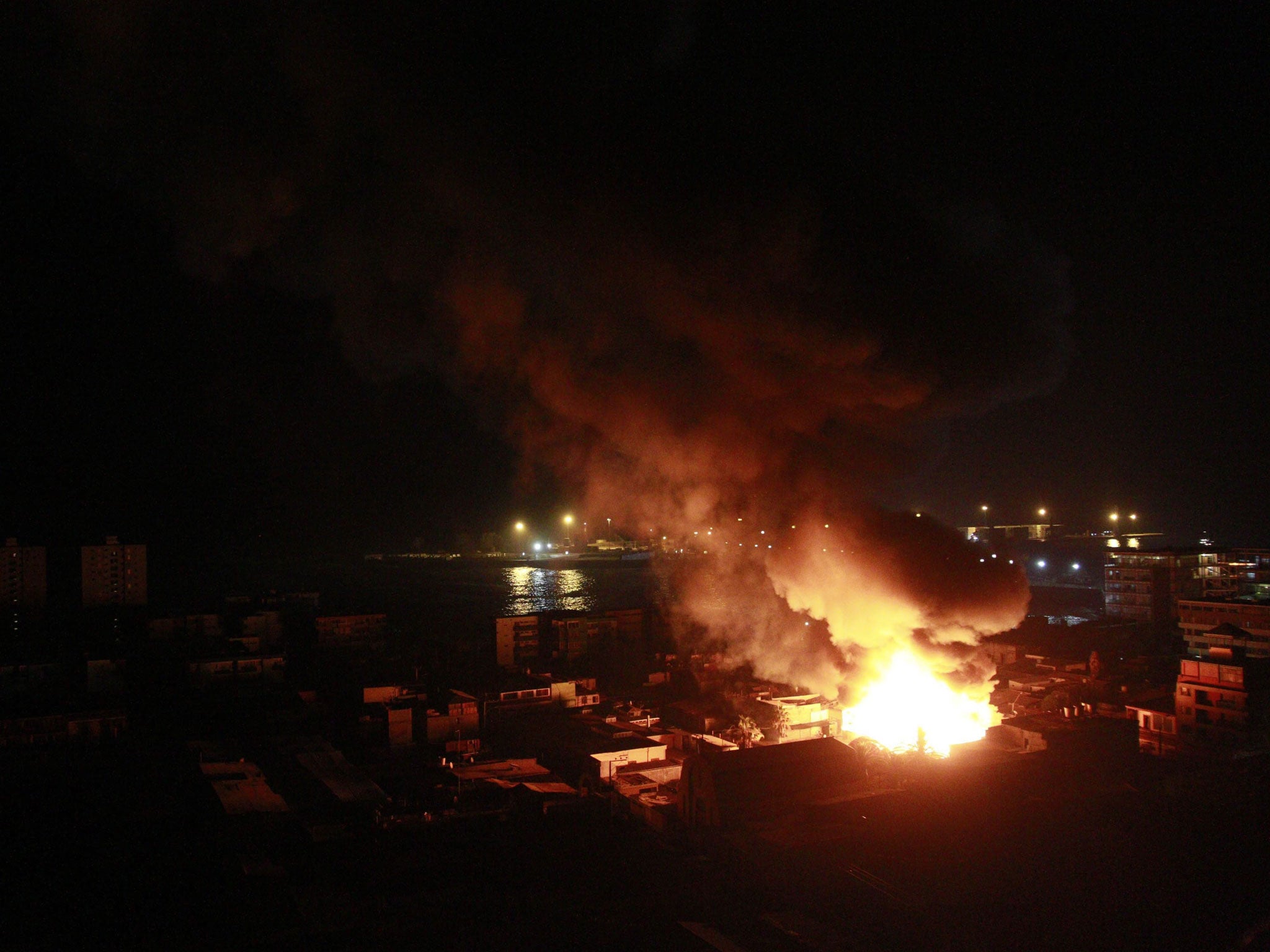 View of a fire in the city of Iquique