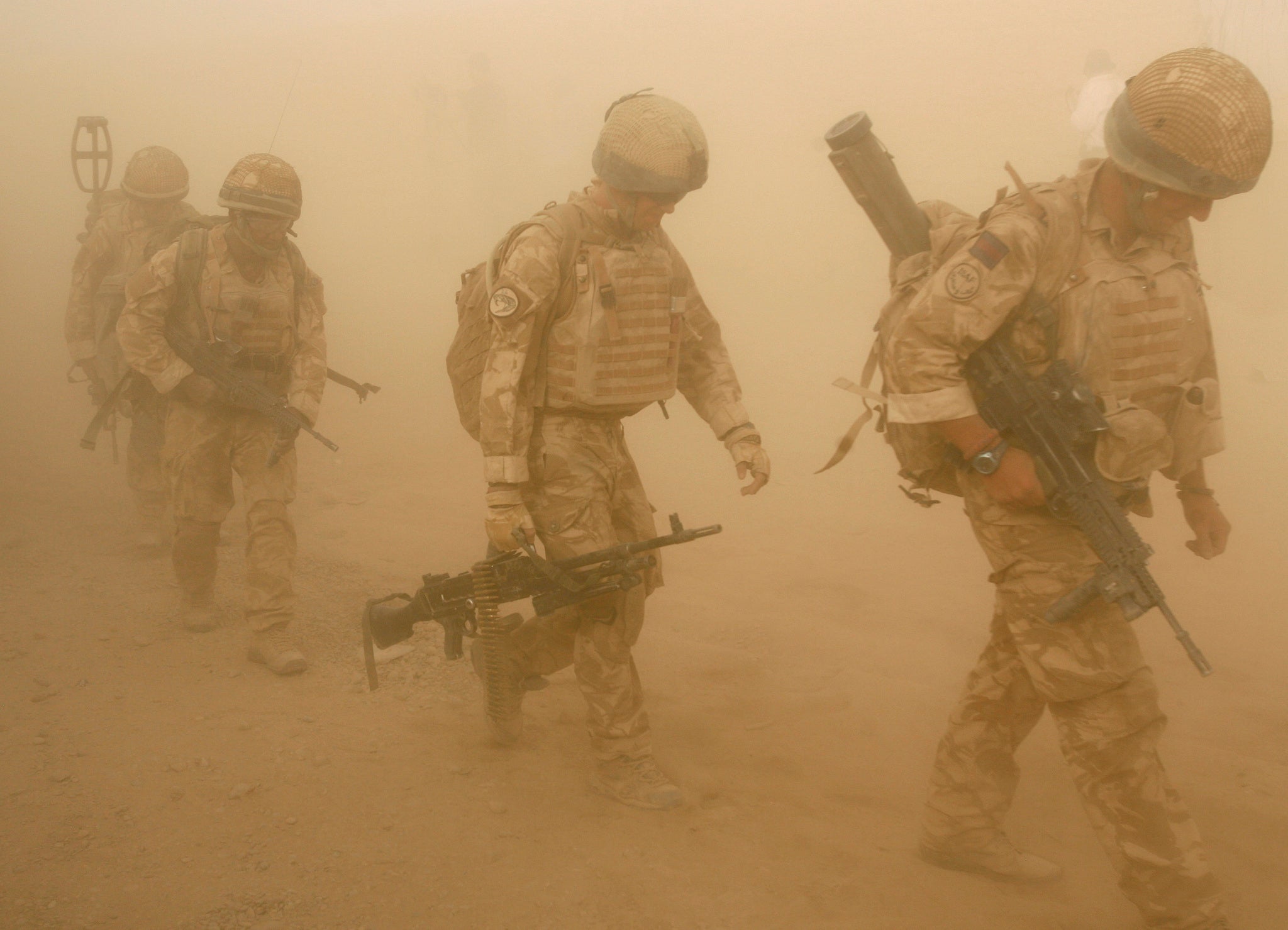 British soldiers from B Company, 2 Mercian, set off on an operation in Helmand in 2009.