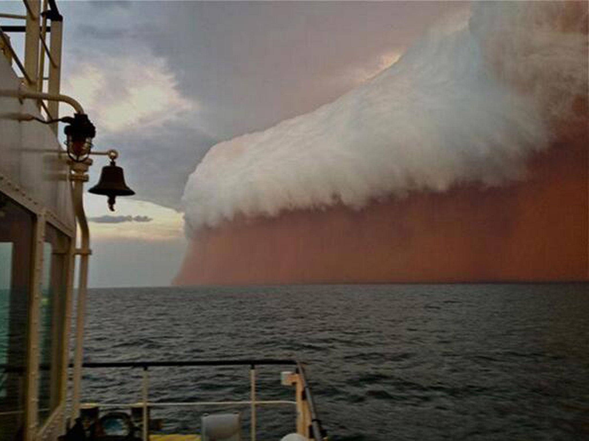 A towering red dust storm in Perth, Australia