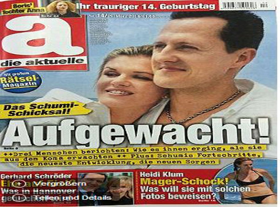 Michael Schumacher Fans Complain Over German Magazine Cover That Depicts Smiling Star And Wife With Awake Headline The Independent The Independent