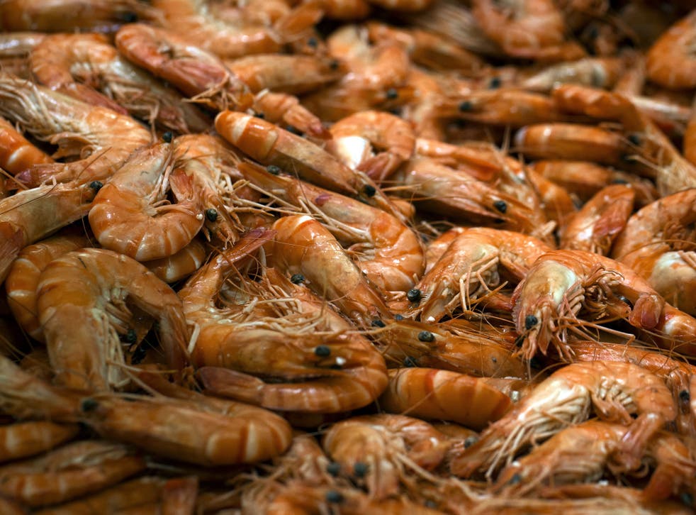 Shrimps, unrelated to the study, are displayed at a supermarket