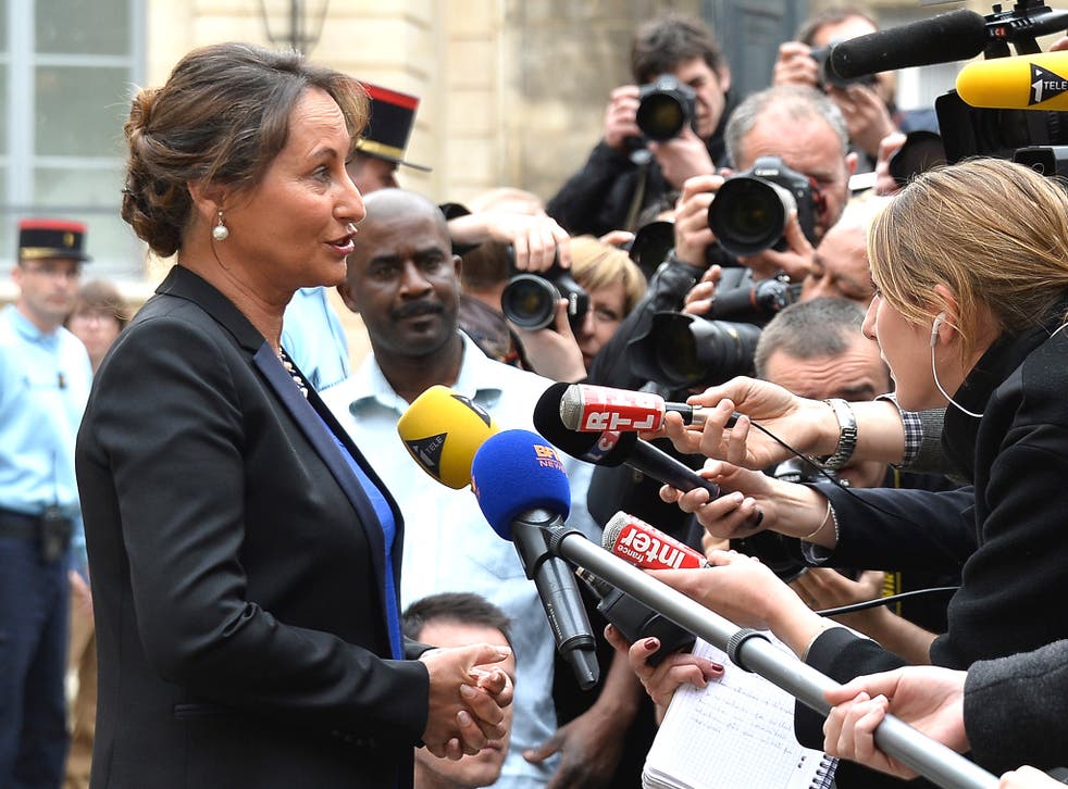 Ségolène Royal arrives in Paris yesterday to take up her new post as head of an energy and environment ministry