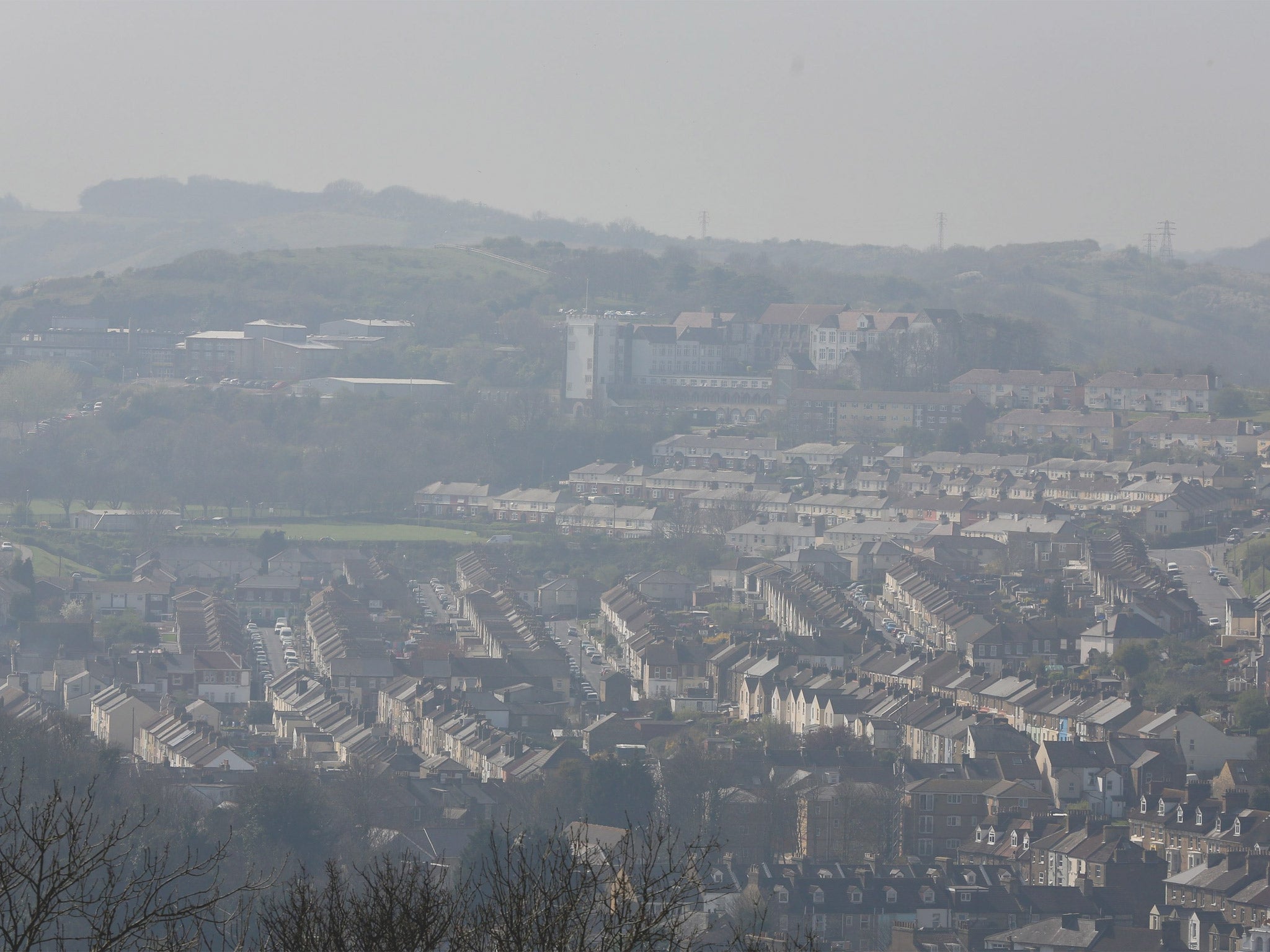Air pollution has been widespread across parts of England, seen here in Dover, Kent
