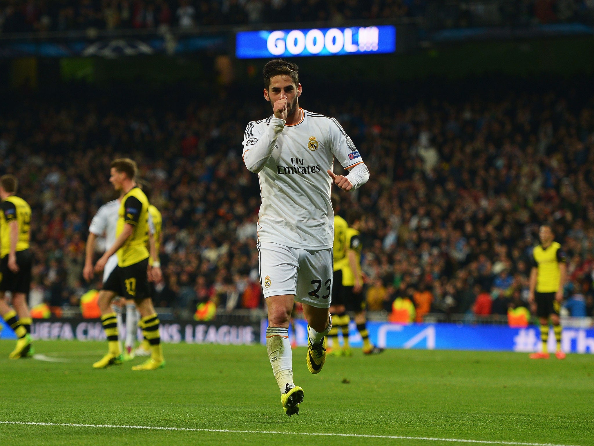 Isco celebrates his strike for Real to make it 2-0