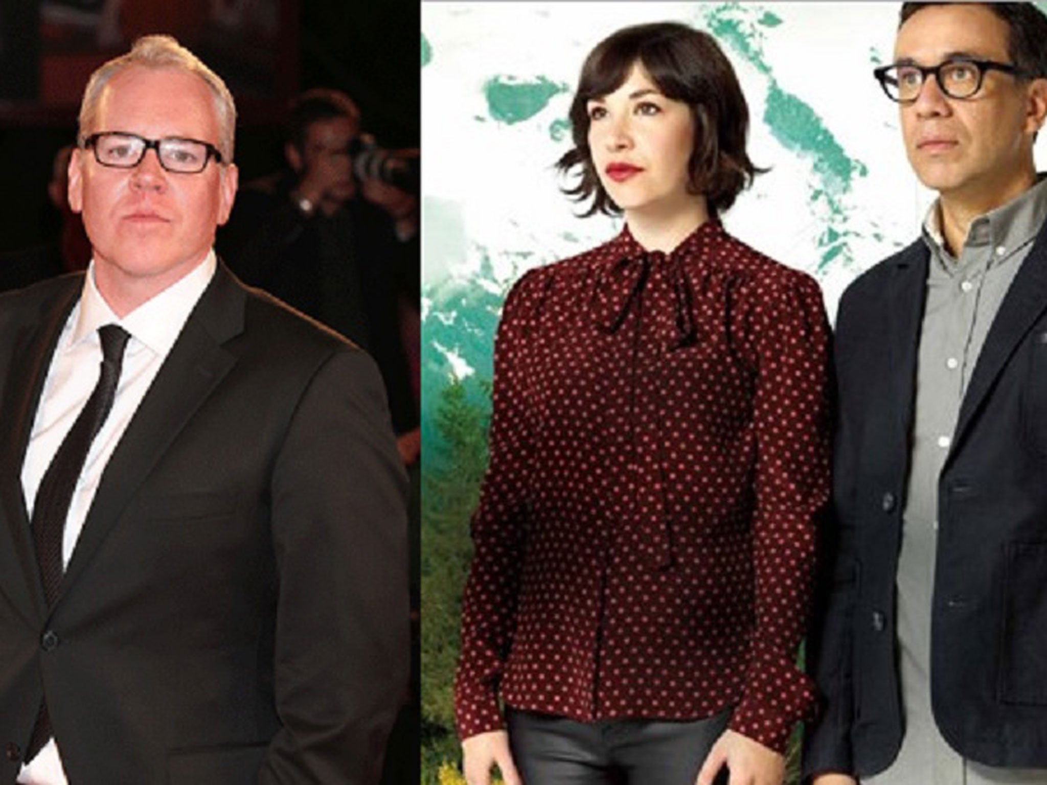 Author Bret Easton Ellis, and comedians Carrie Brownstein and Fred Armisen