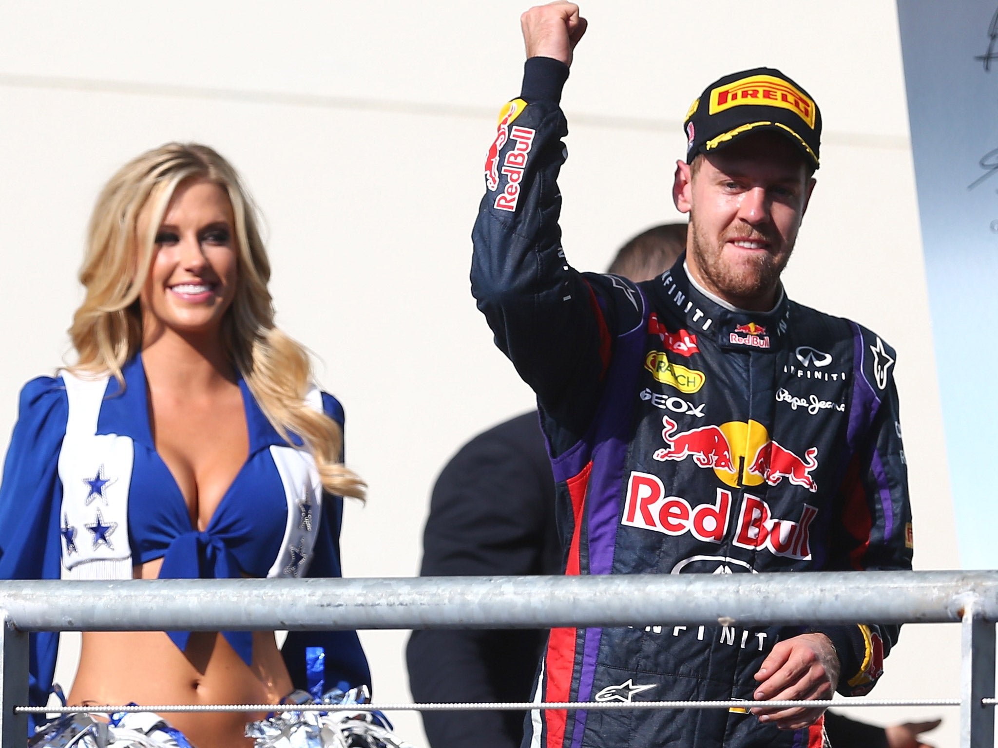 Sebastian Vettel celebrates winning last years US Grand Prix in Austin, Texas (Getty)