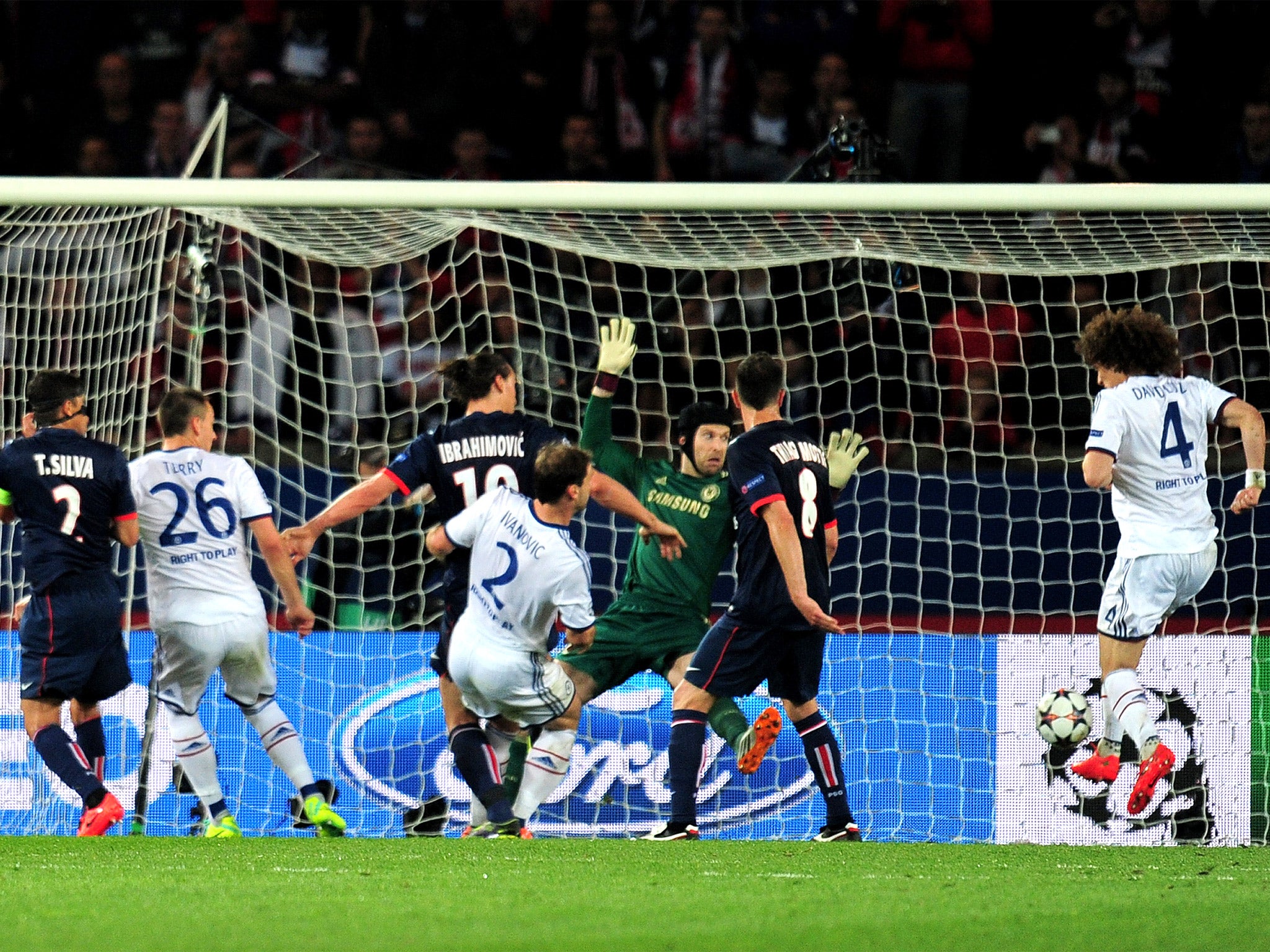 Luiz scoring an own goal in Paris last season