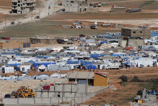 Tents housing Syrian refugees in the city of Arsal in Lebanon's Bekaa valley