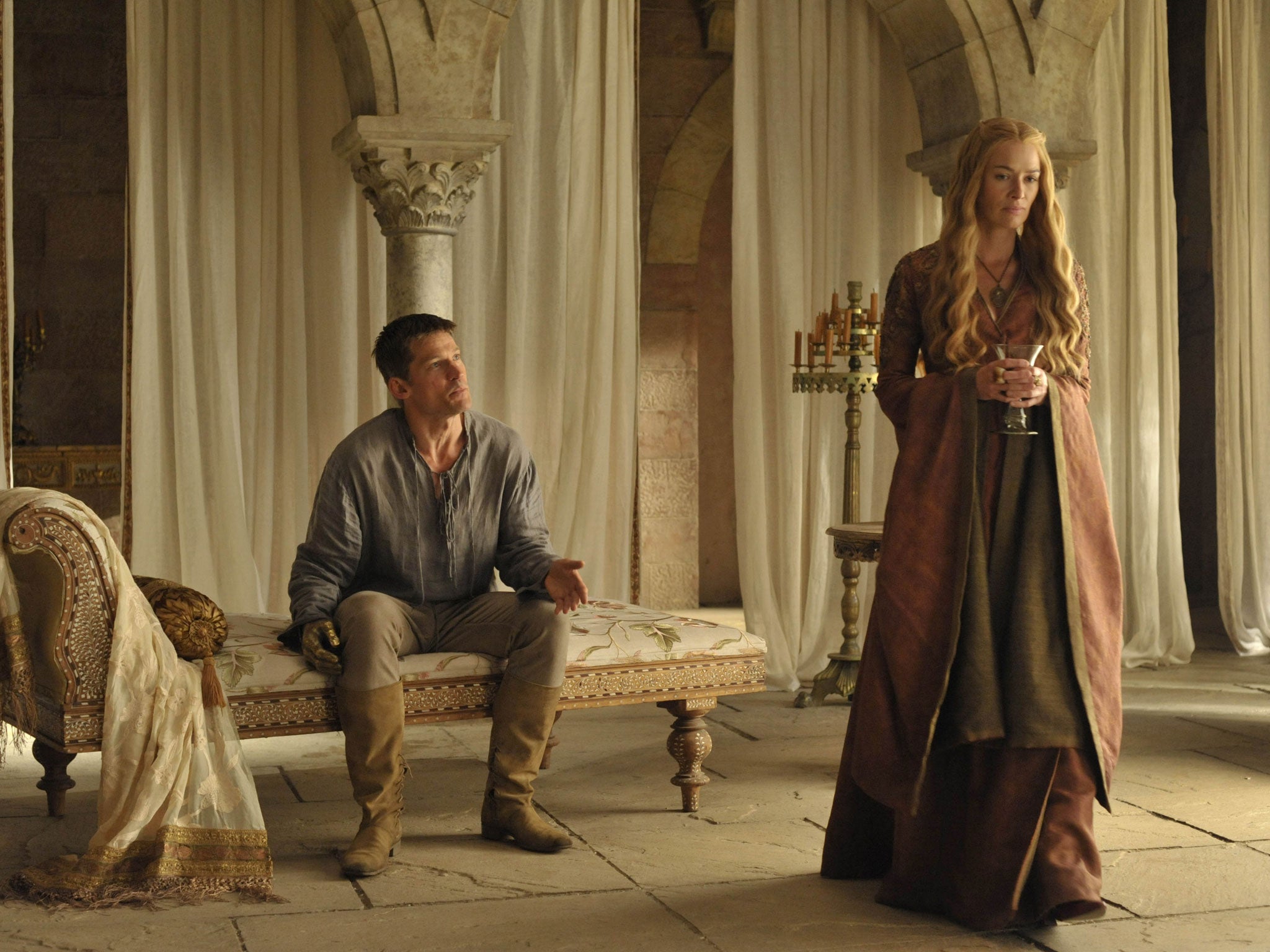 Forbidden love: Nikolaj Coster-Waldau as Jaime Lannister with Lena Headey as his sister, Cersei Lannister