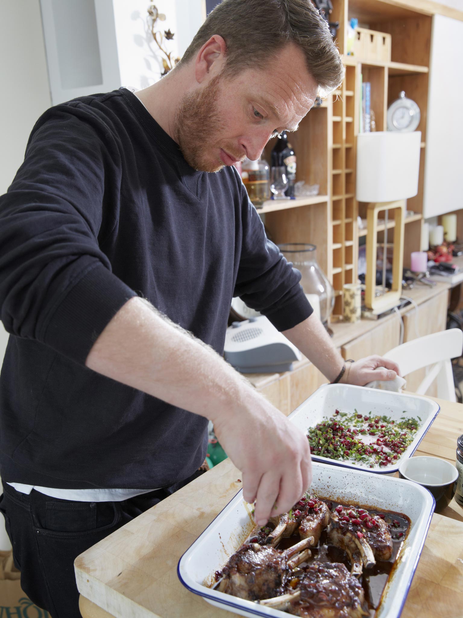 Strange brew: the chef John Quilter garnishes his lamb cutlets, enriched with the surprising flavour of coffee