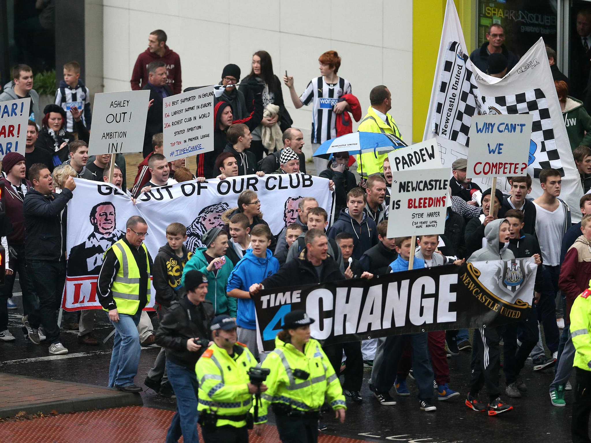 Newcastle fans protest against the club’s owner Mike Ashley