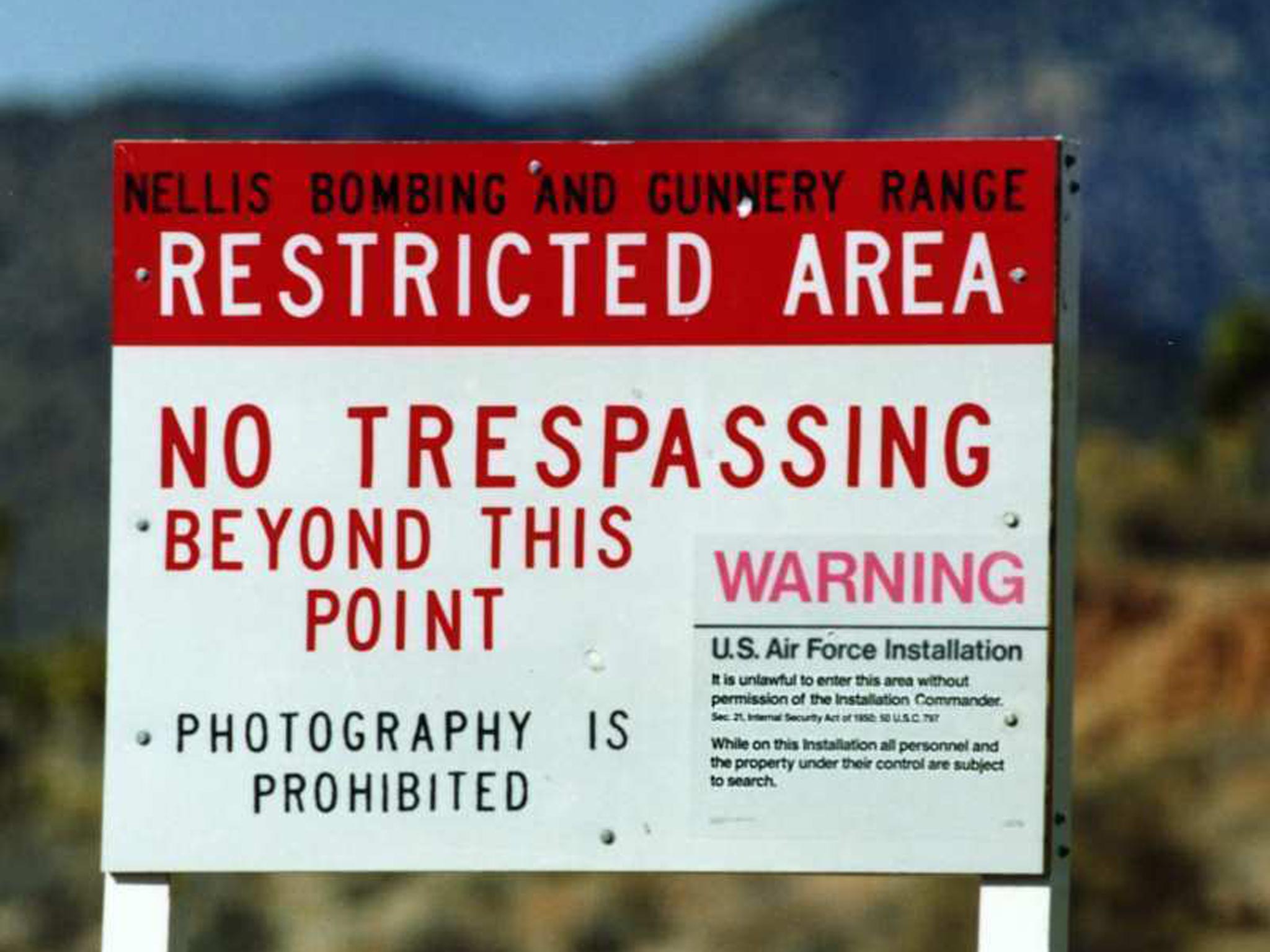 A warning sign at the edge of Area 51