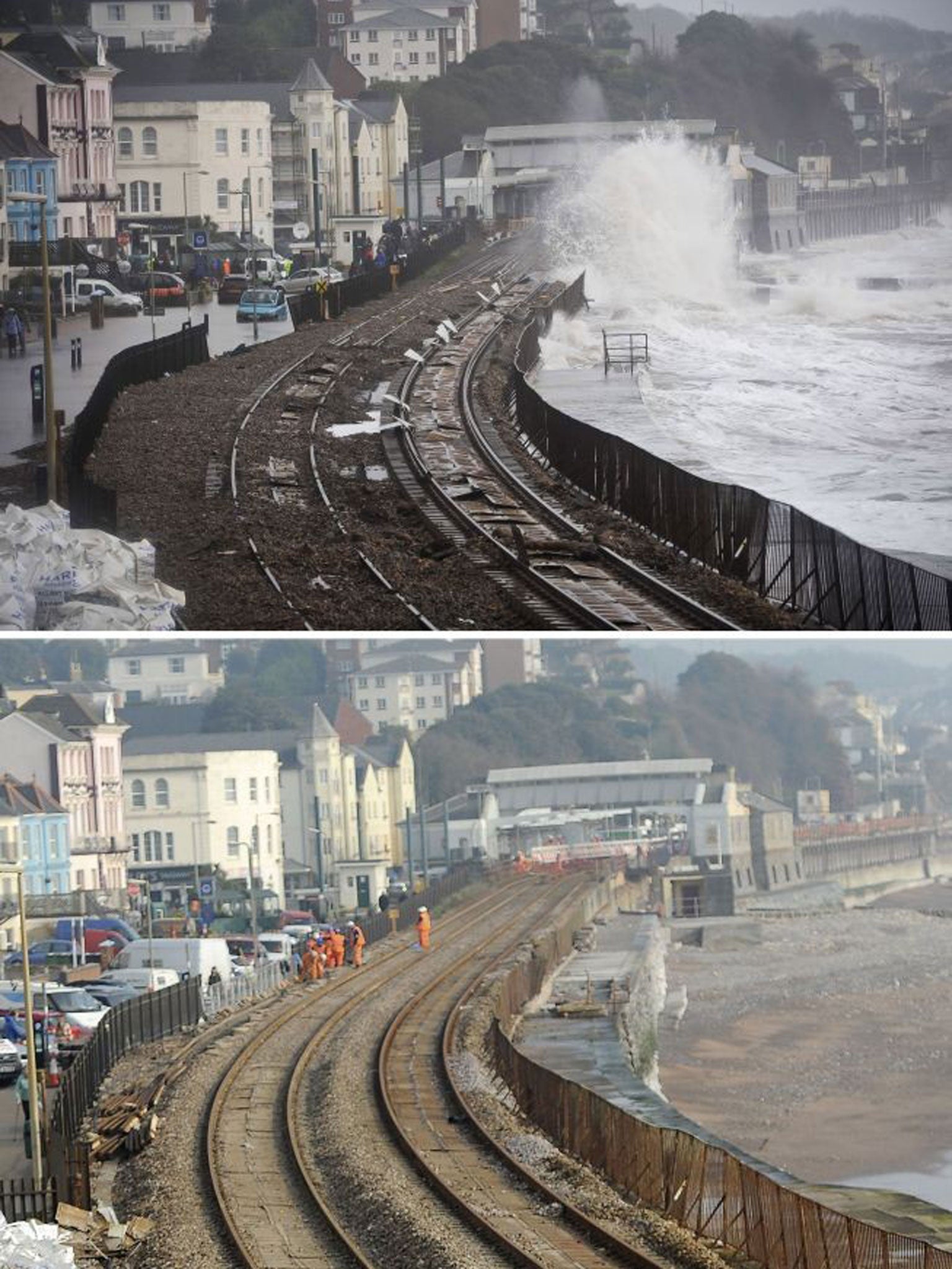 Dawlish railway line: before and after repair work