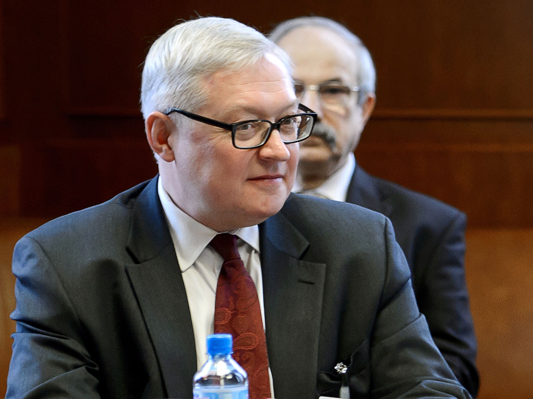 Russian Deputy Foreign Minister Sergei Ryabkov looks on at the start of two days of closed-door nuclear talks on October 15, 2013 at the United Nations offices in Geneva.